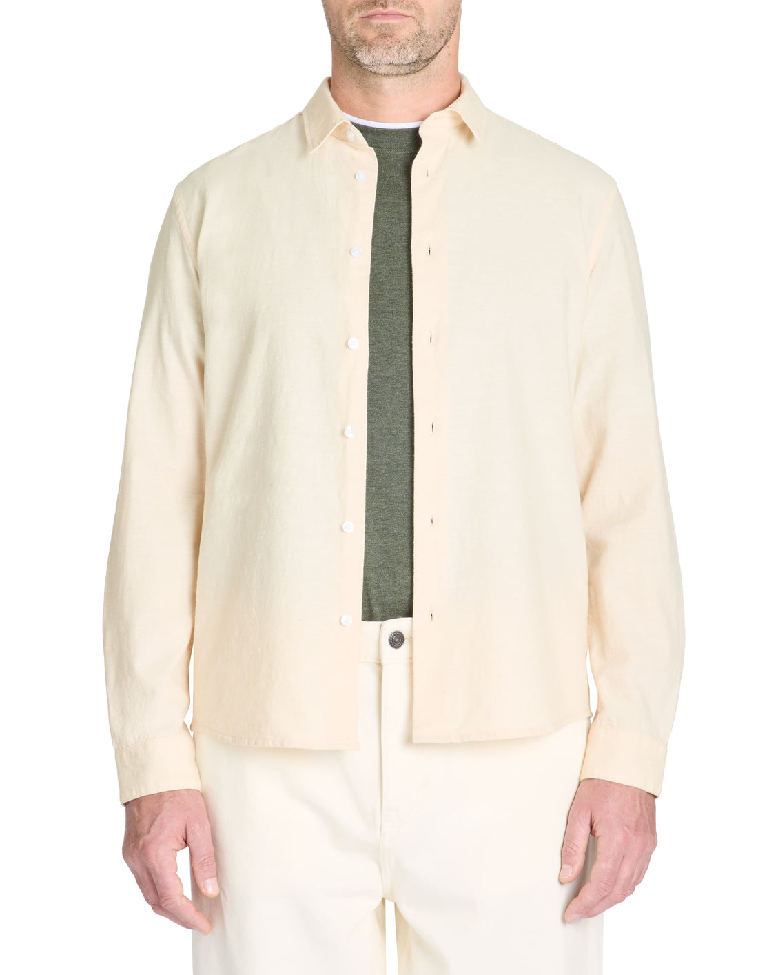 Lachambray Beige Long Sleeves Shirt Celio