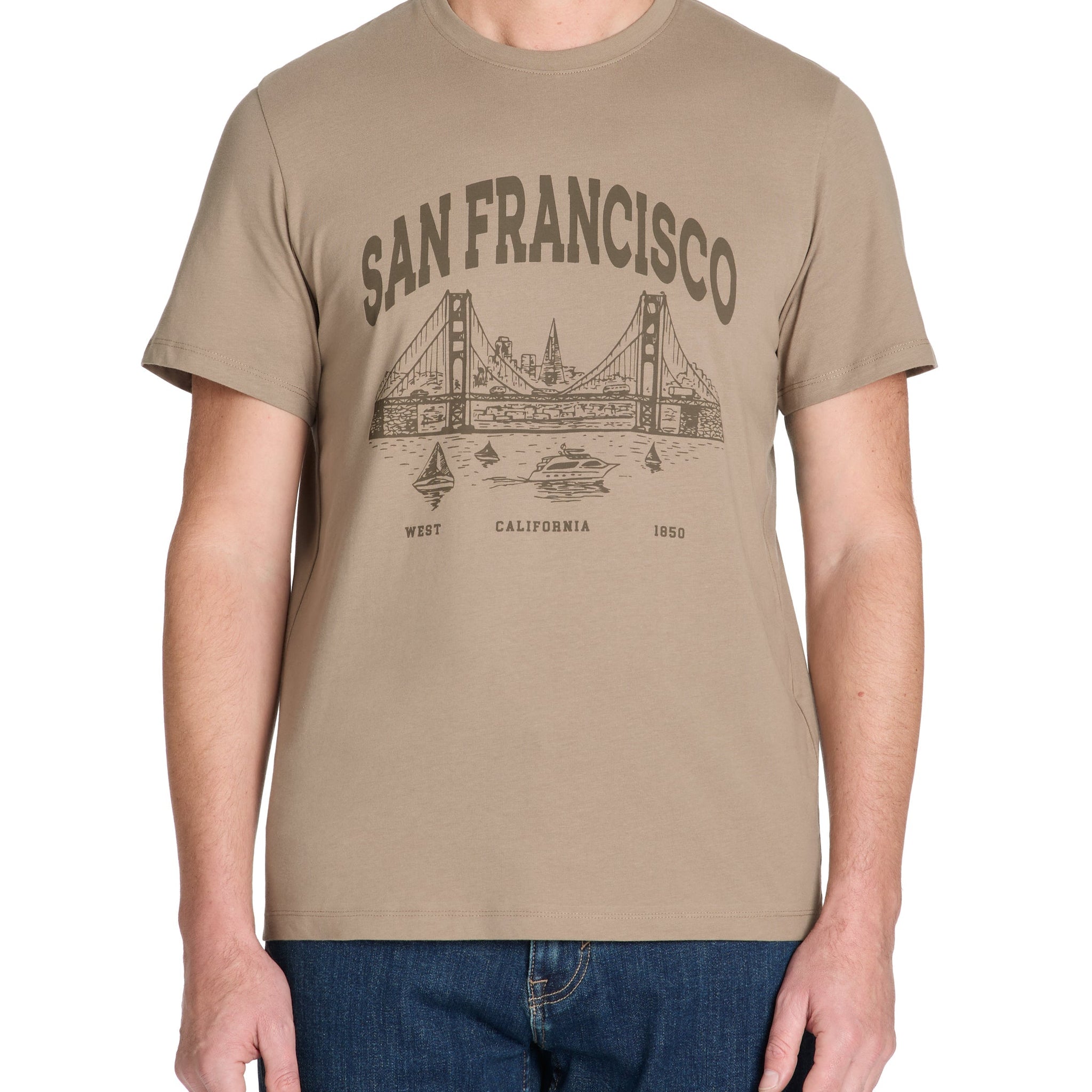 Lestate Taupe Short Sleeves Tshirt Celio