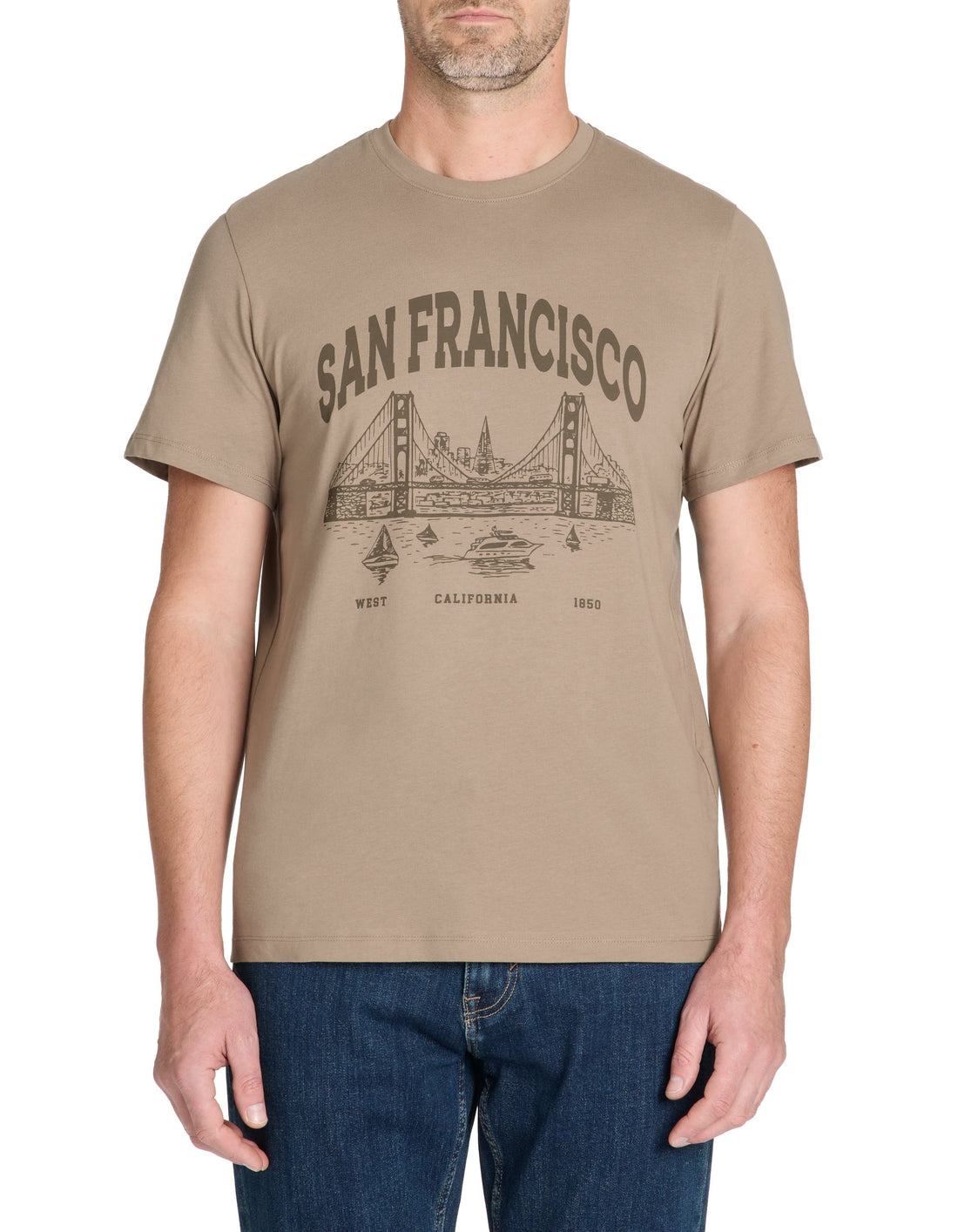 Lestate Taupe Short Sleeves Tshirt Celio