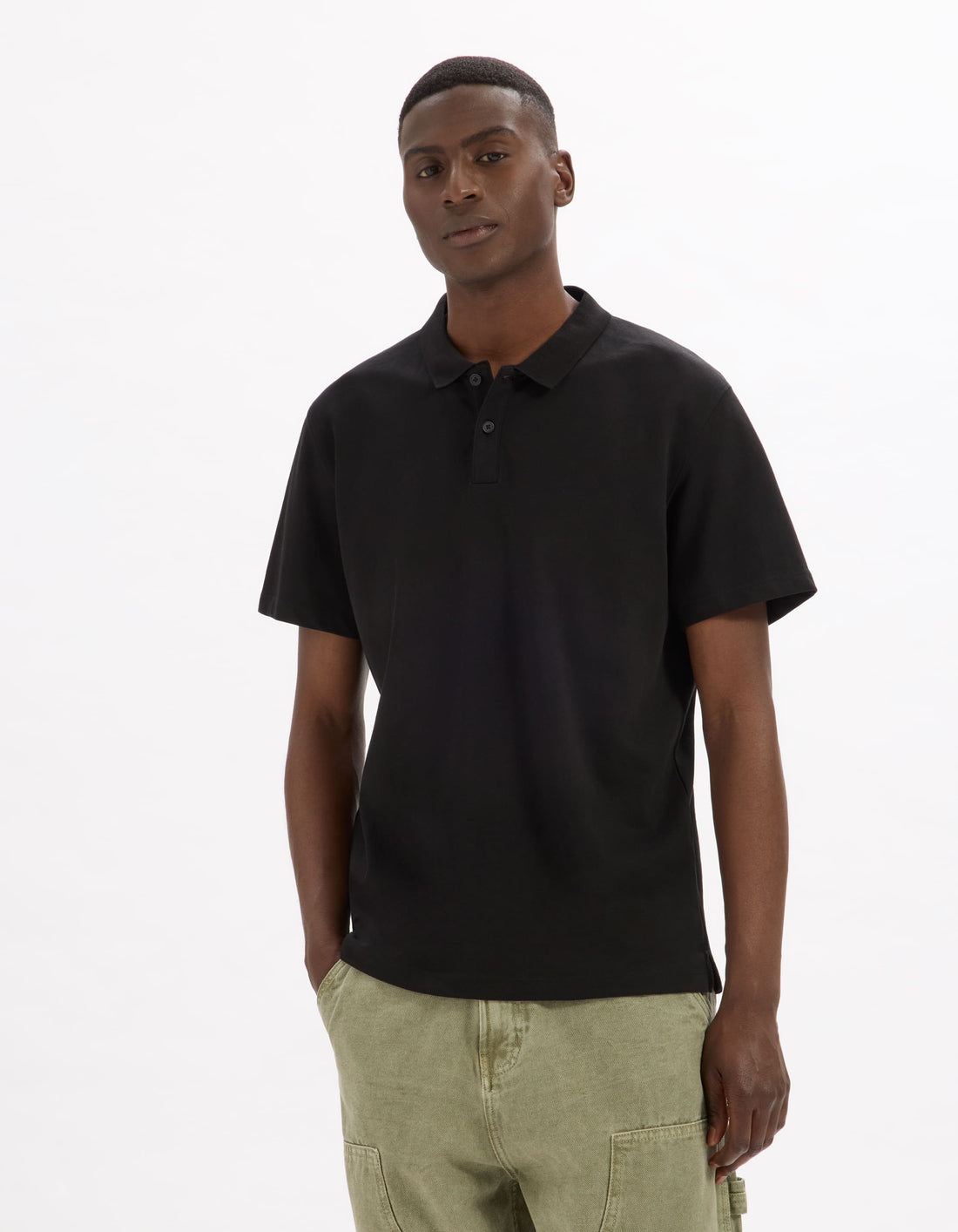 Lecrown Black Short Sleeves Polo Celio