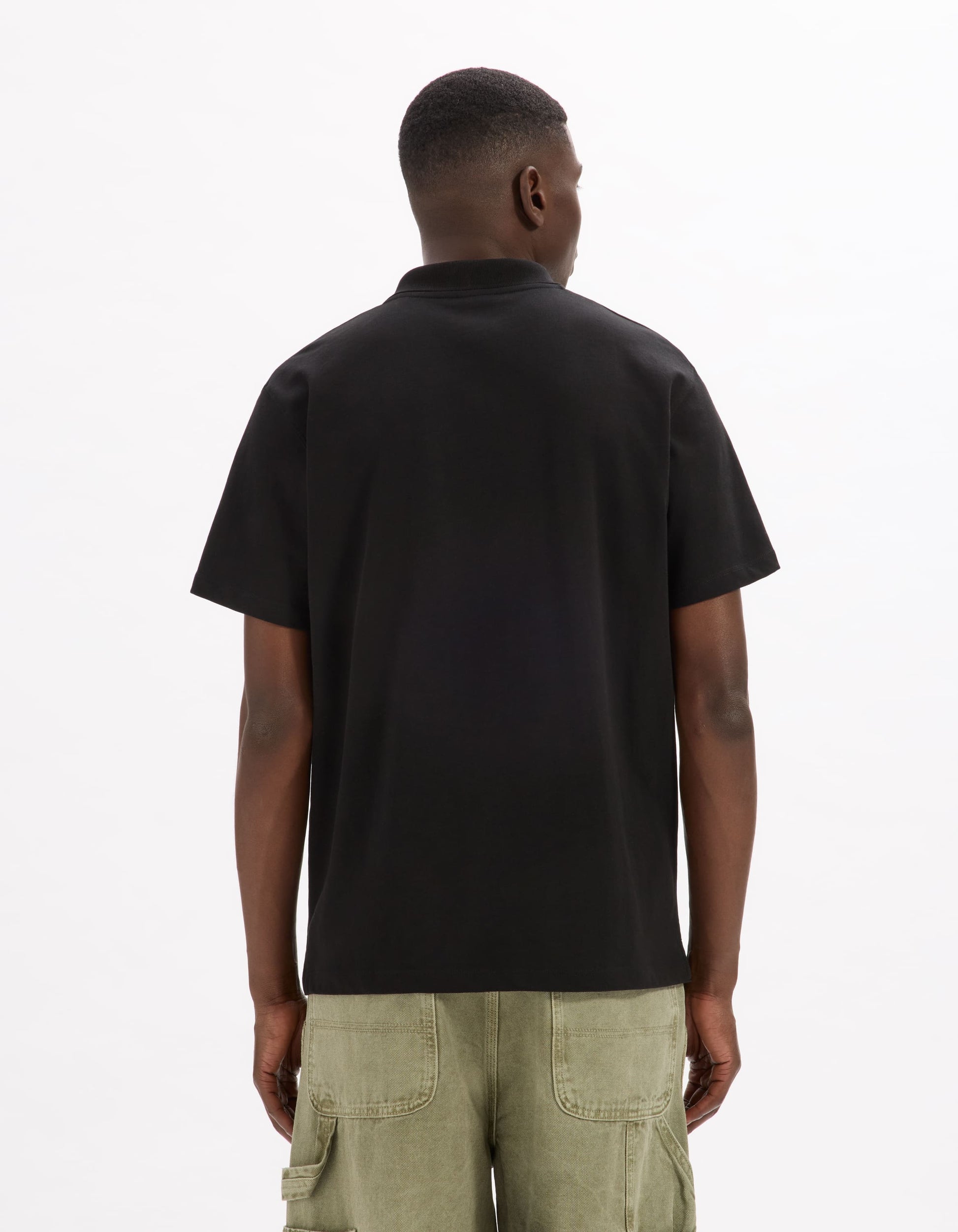 Lecrown Black Short Sleeves Polo Celio