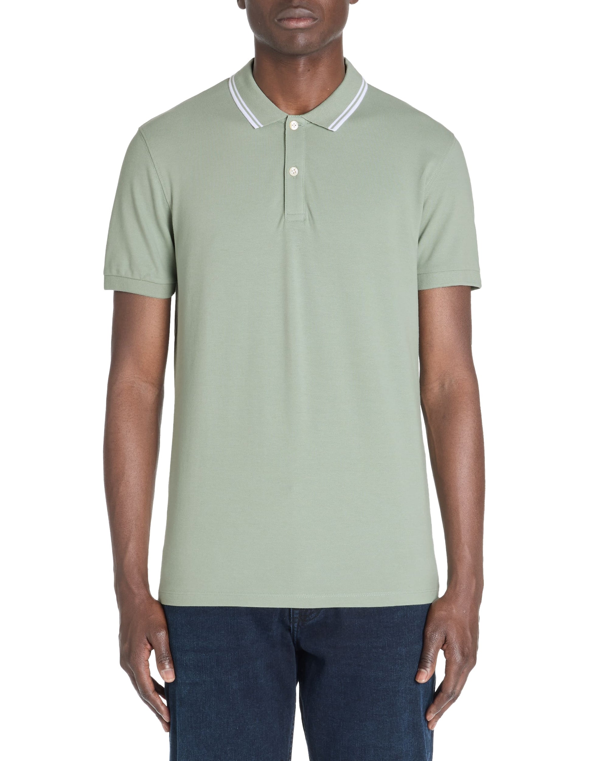 Leprime Greenish Grey Short Sleeves Polo Celio