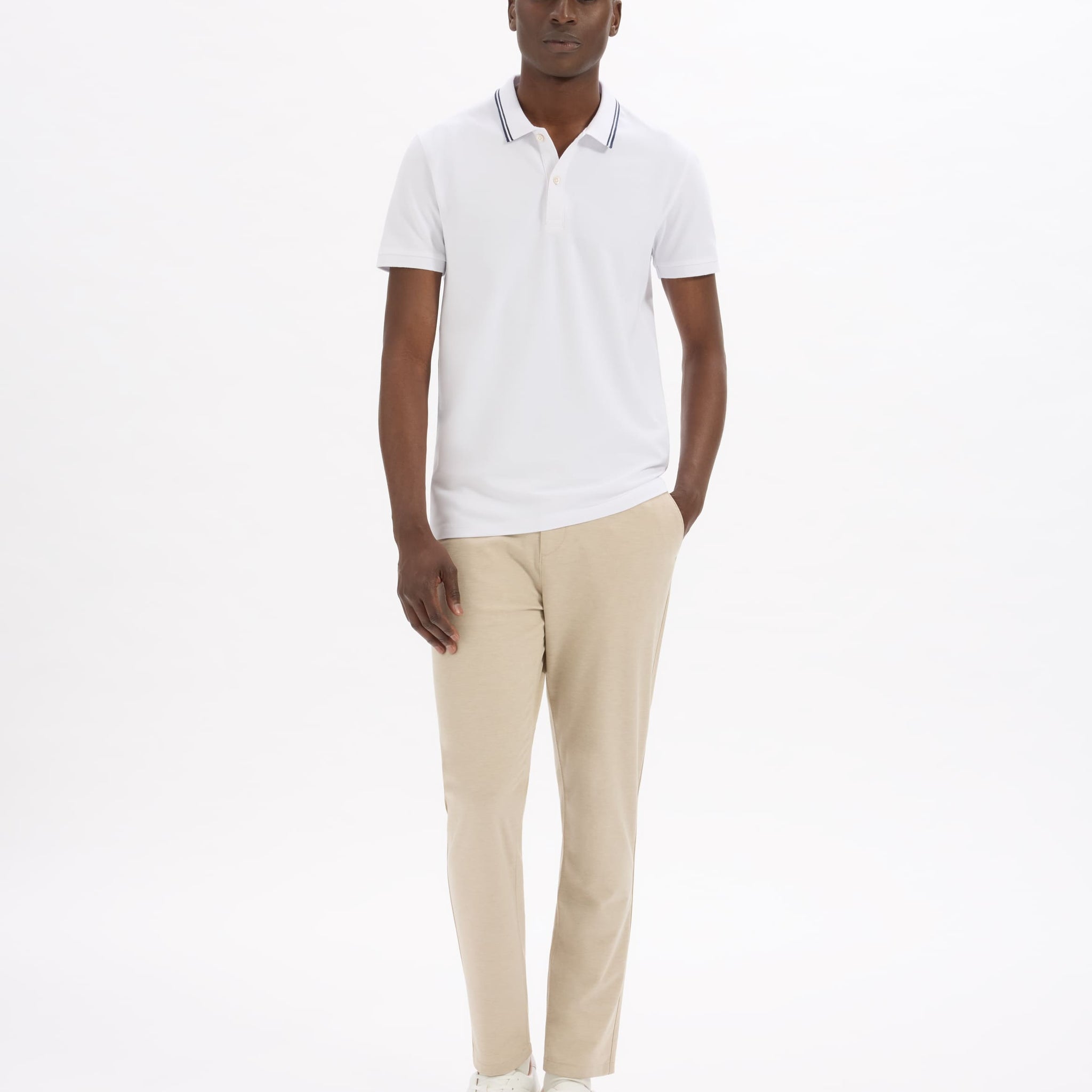 Leprime Optical White Short Sleeves Polo Celio
