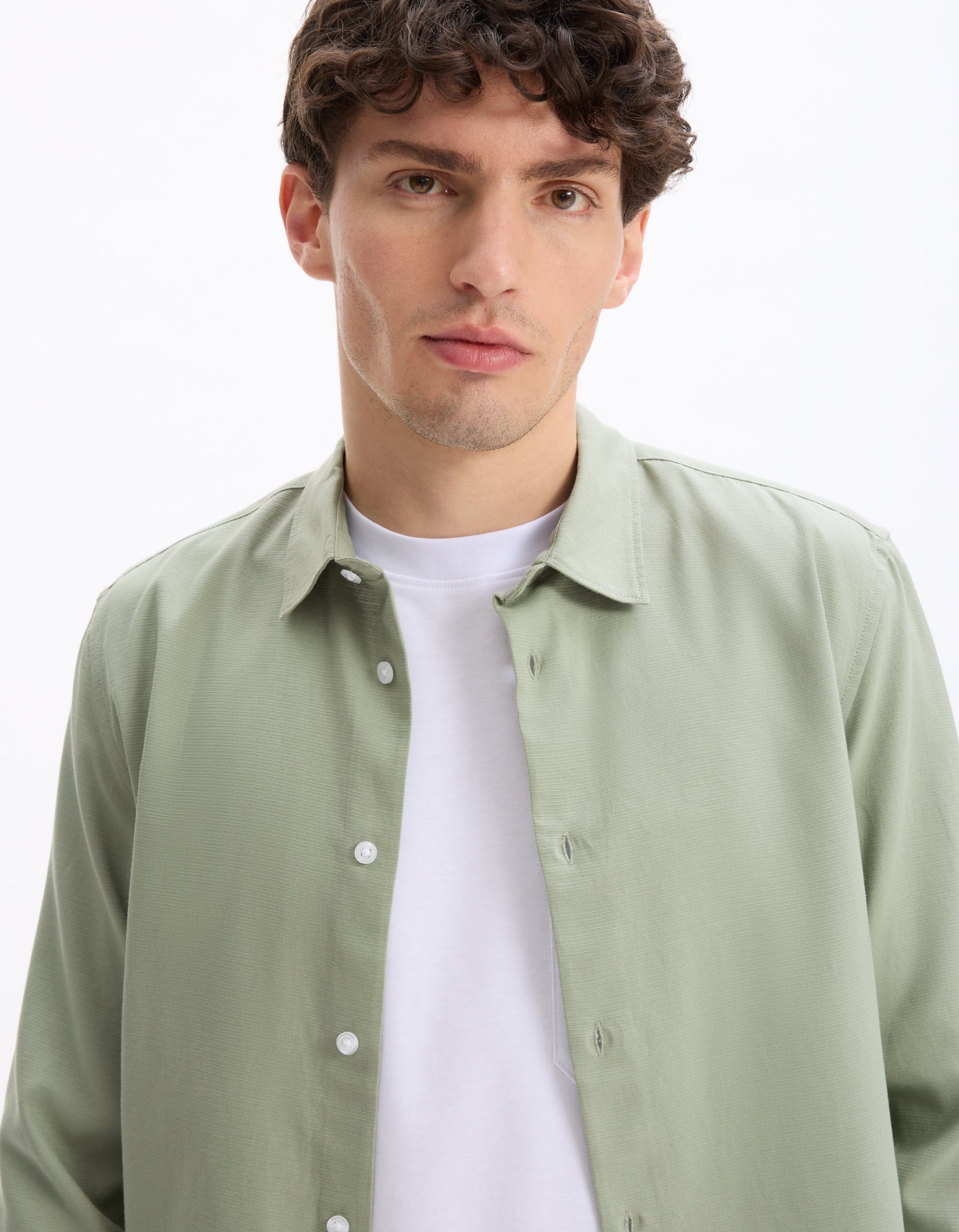 Lavico Vert Sauge Long Sleeves Shirt Celio