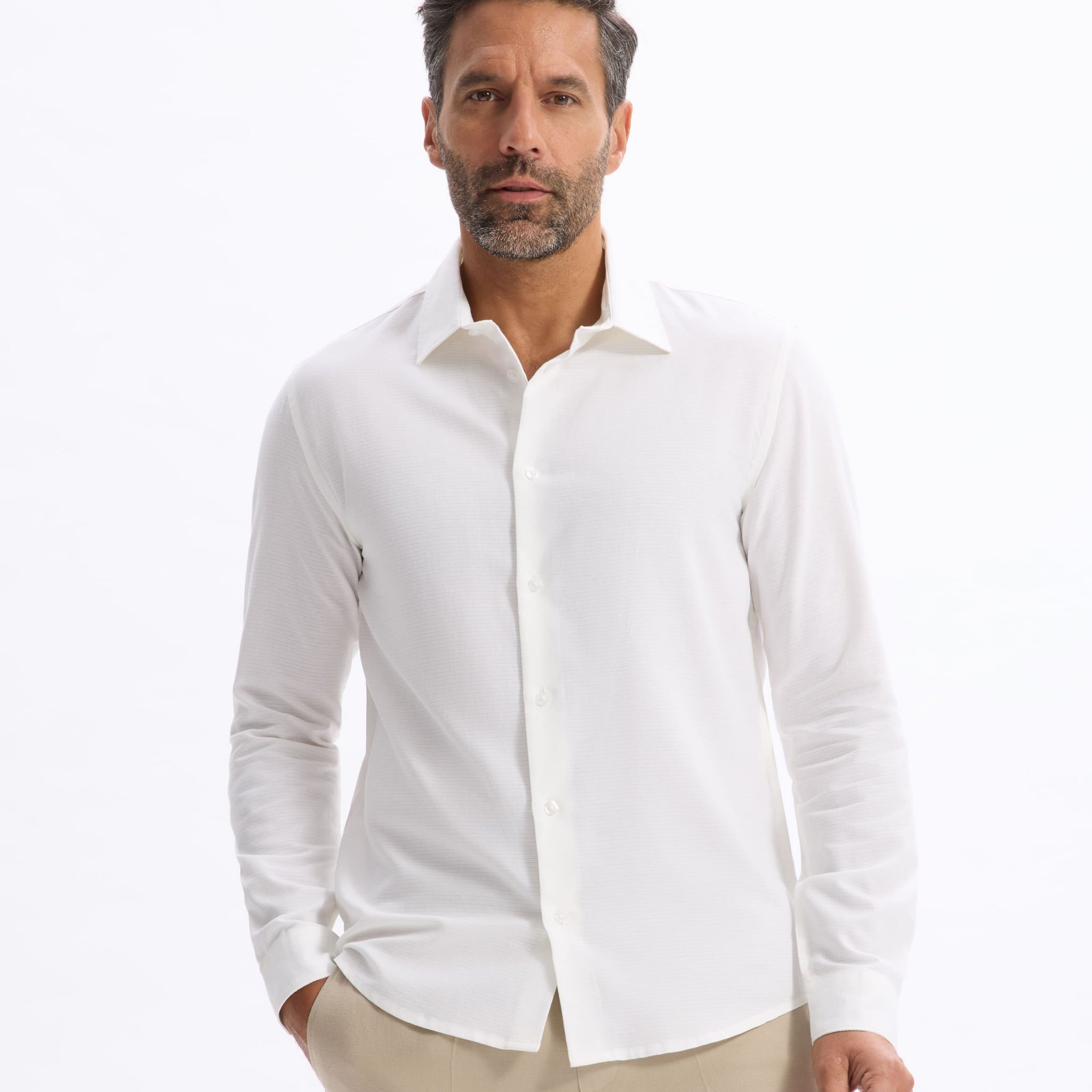 Lavico Optical White Long Sleeves Shirt Celio
