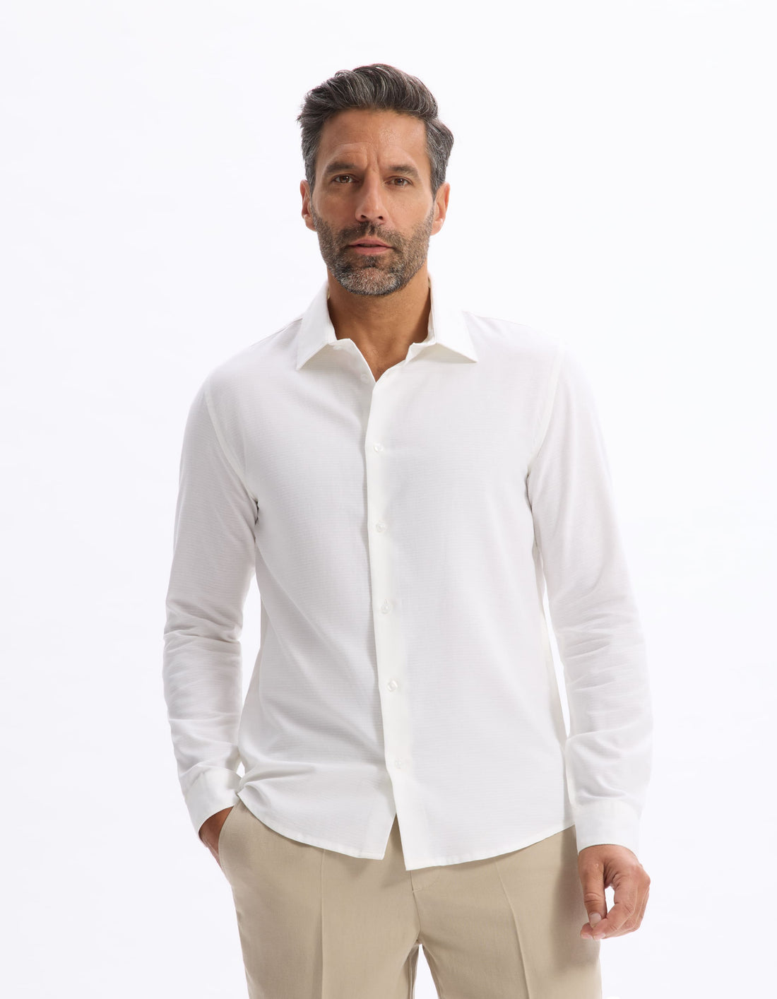 Lavico Optical White Long Sleeves Shirt Celio