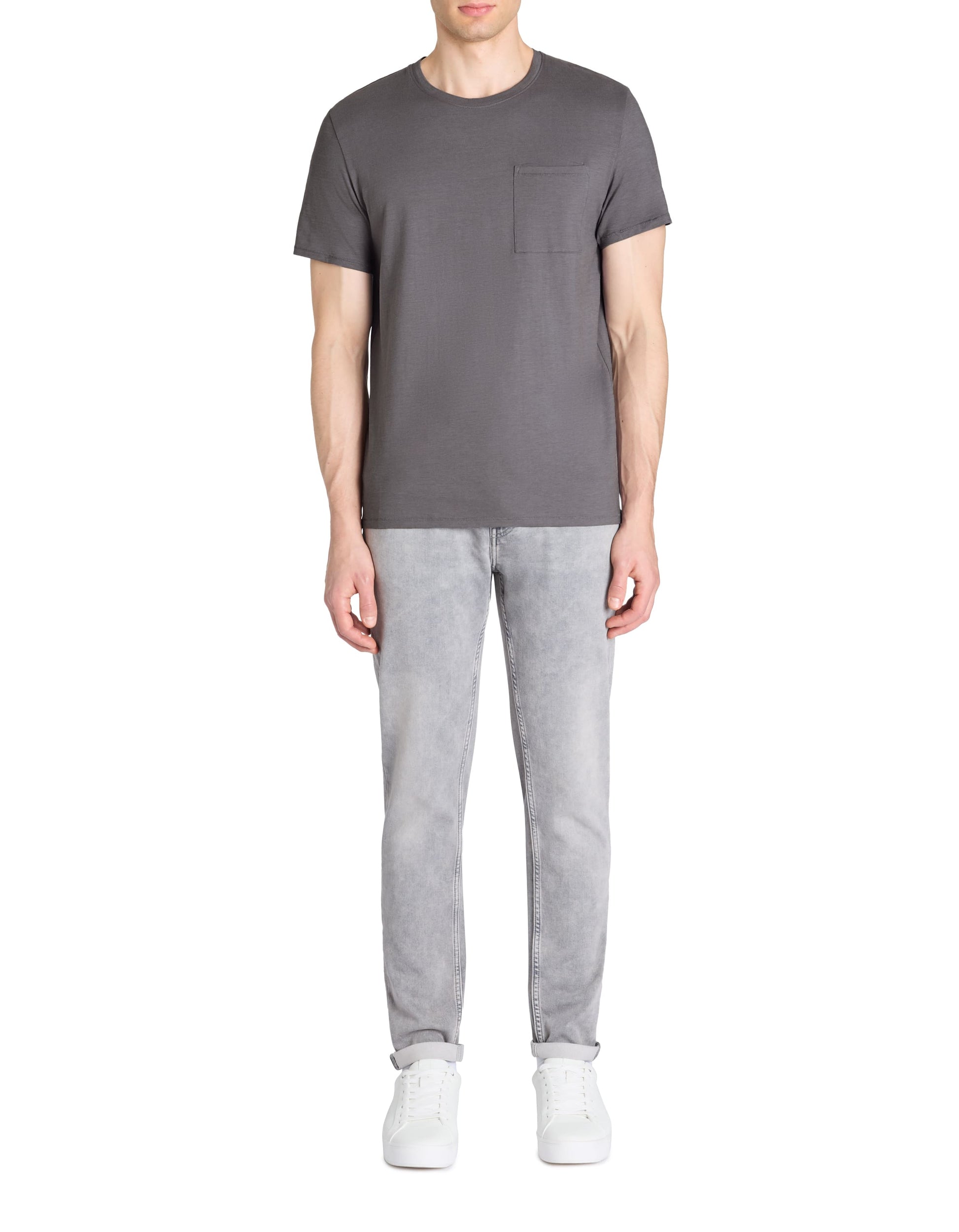 Lefend Grey Blue Short Sleeves Tshirt Celio