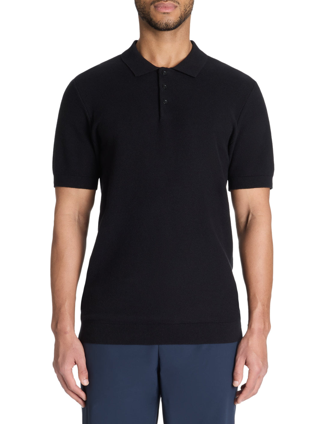 Lecombi Black Short Sleeves Polo Celio