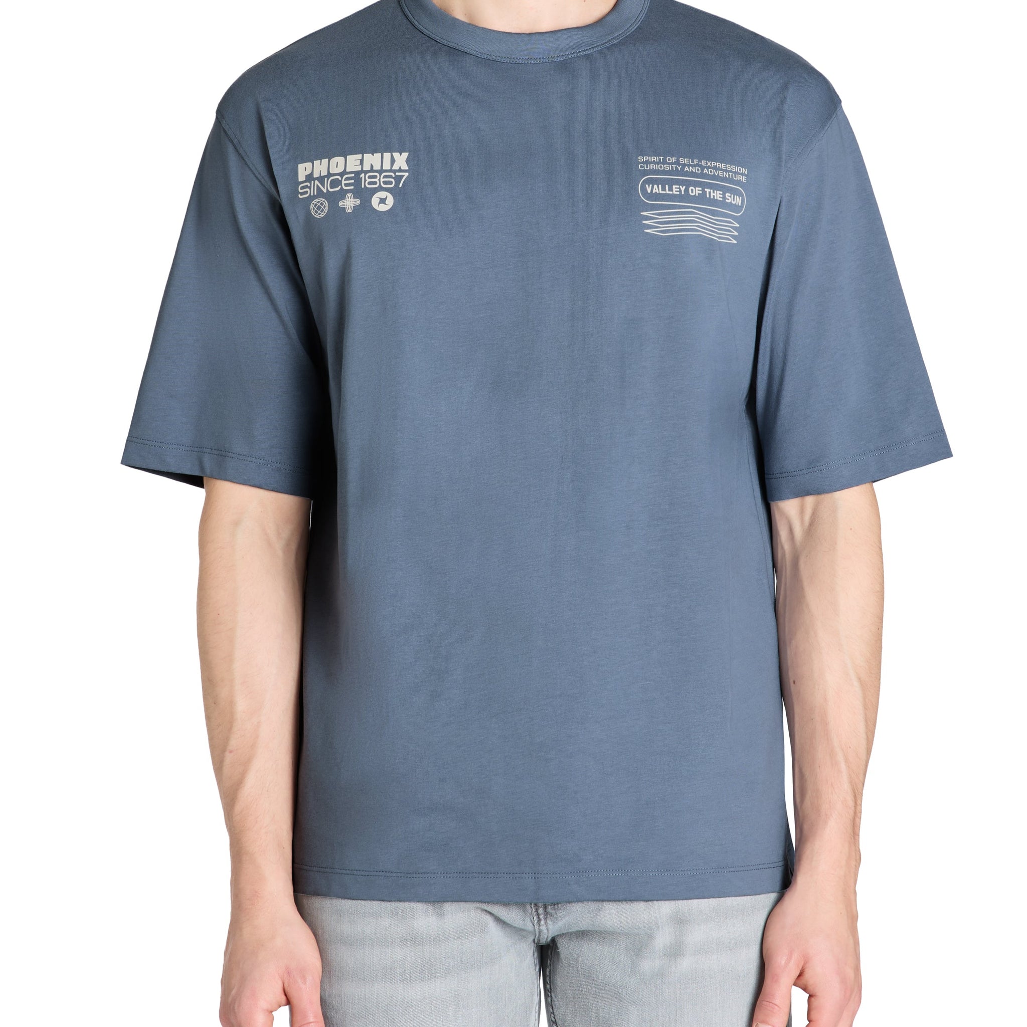 Leworld Grey Blue Short Sleeves Tshirt Celio