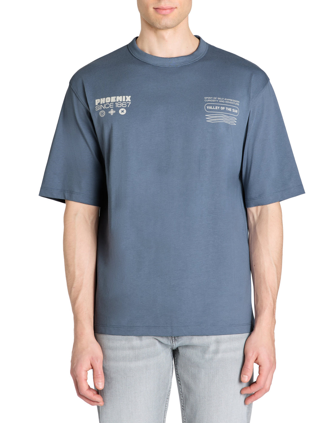Leworld Grey Blue Short Sleeves Tshirt Celio