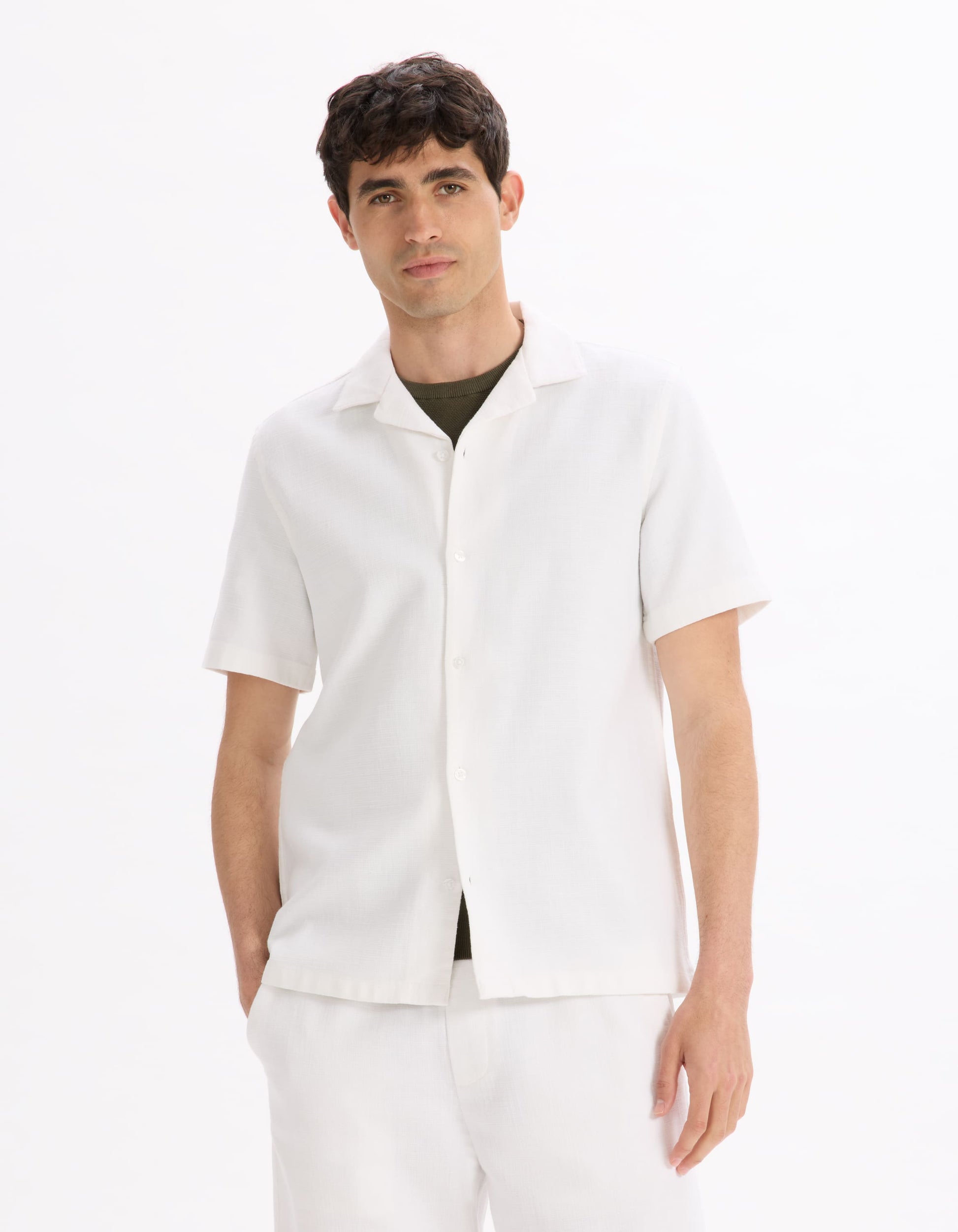 Larustic Ecru Short Sleeves Shirt Celio