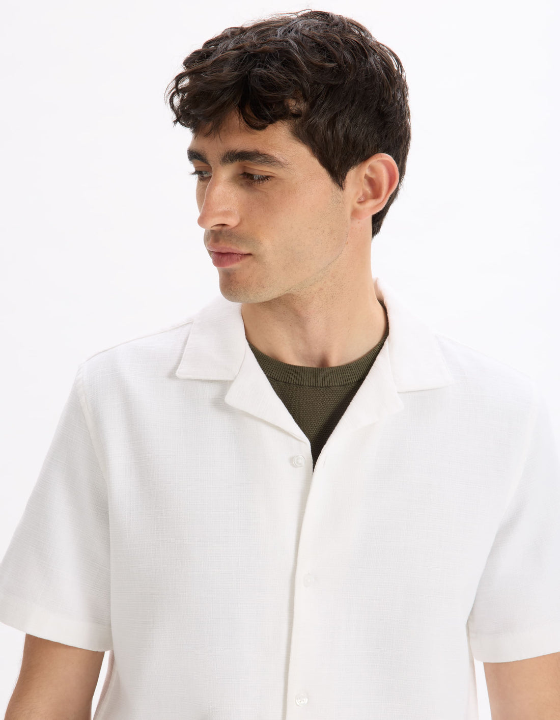 Larustic Ecru Short Sleeves Shirt Celio
