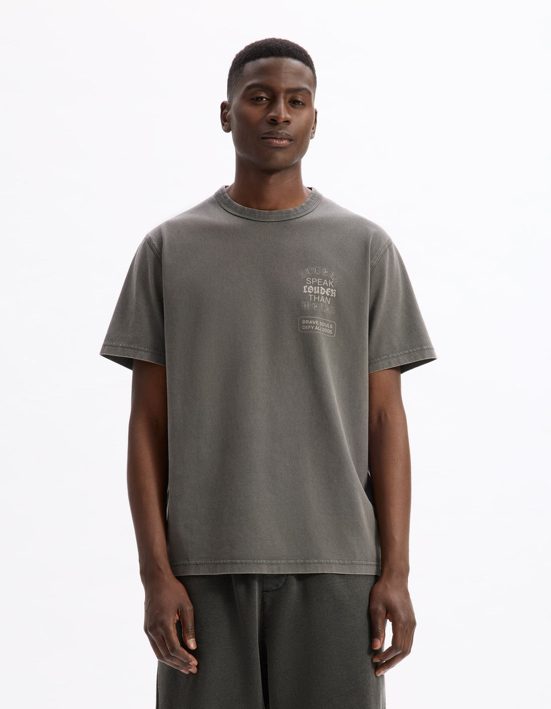Lelouder Anthracite Short Sleeves Tshirt Celio
