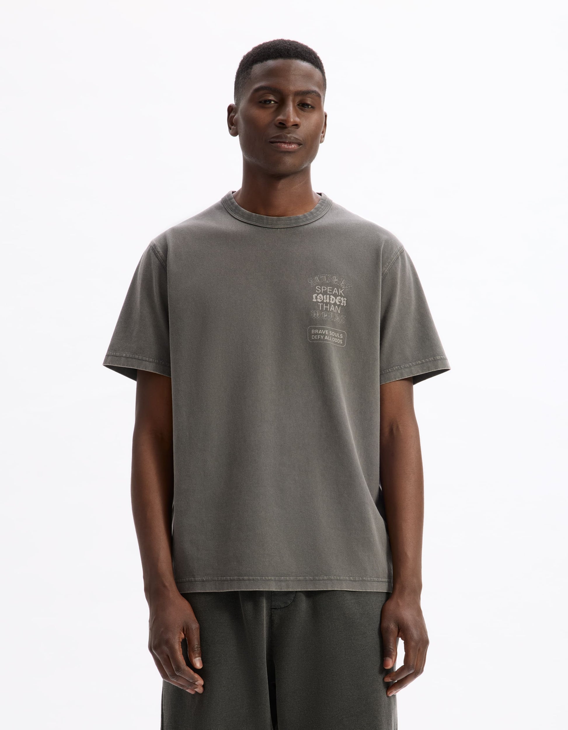 Lelouder Anthracite Short Sleeves Tshirt Celio