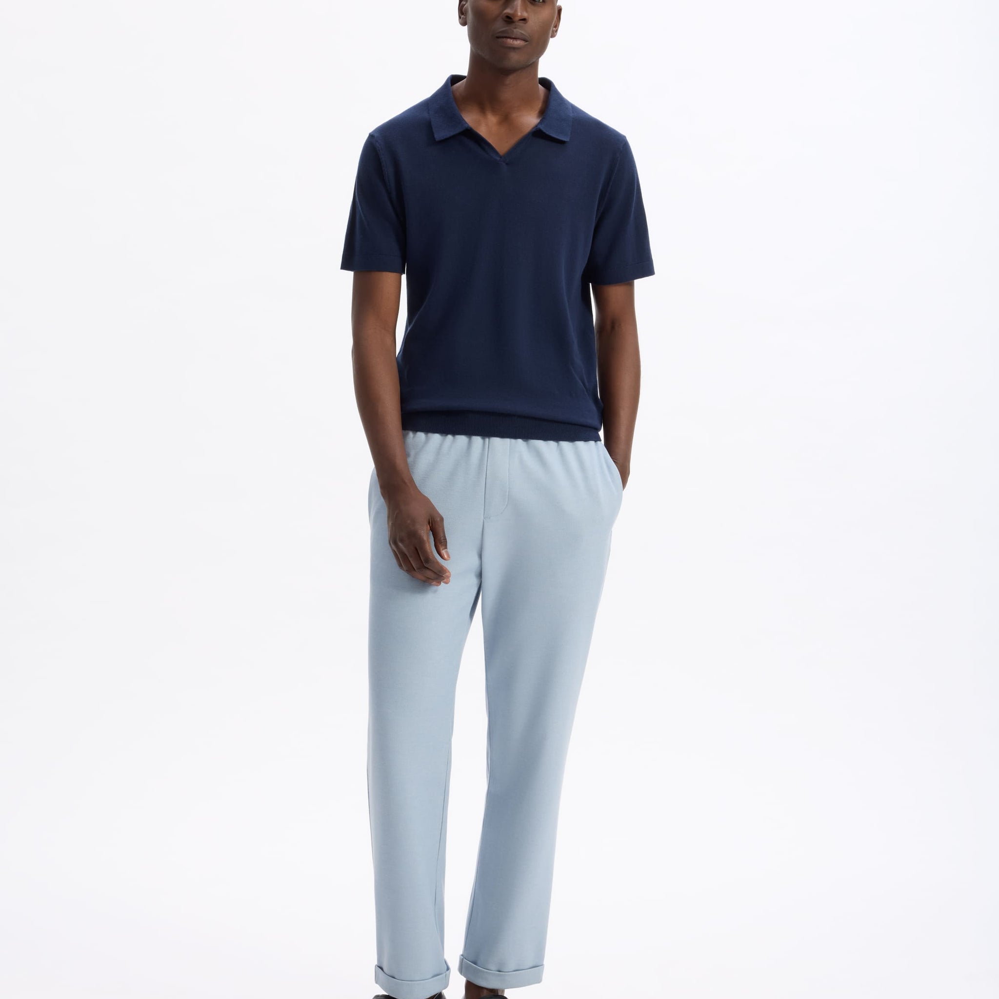 Lecesar Navy Short Sleeves Polo Celio