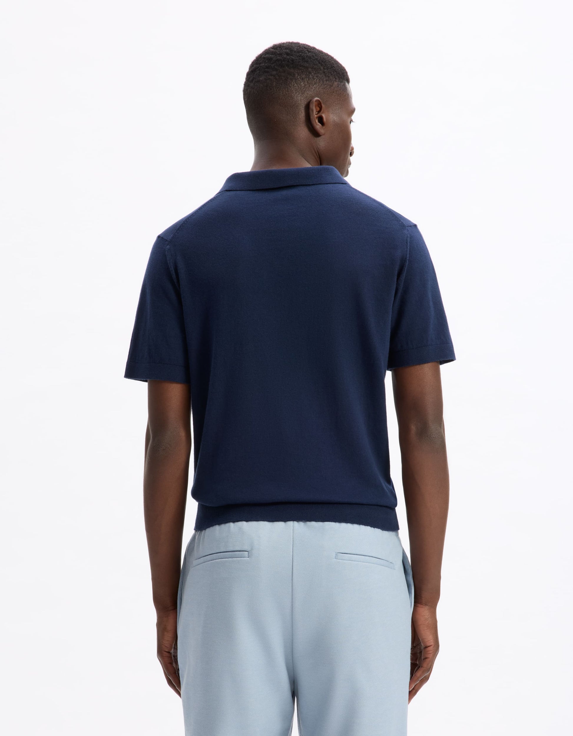 Lecesar Navy Short Sleeves Polo Celio