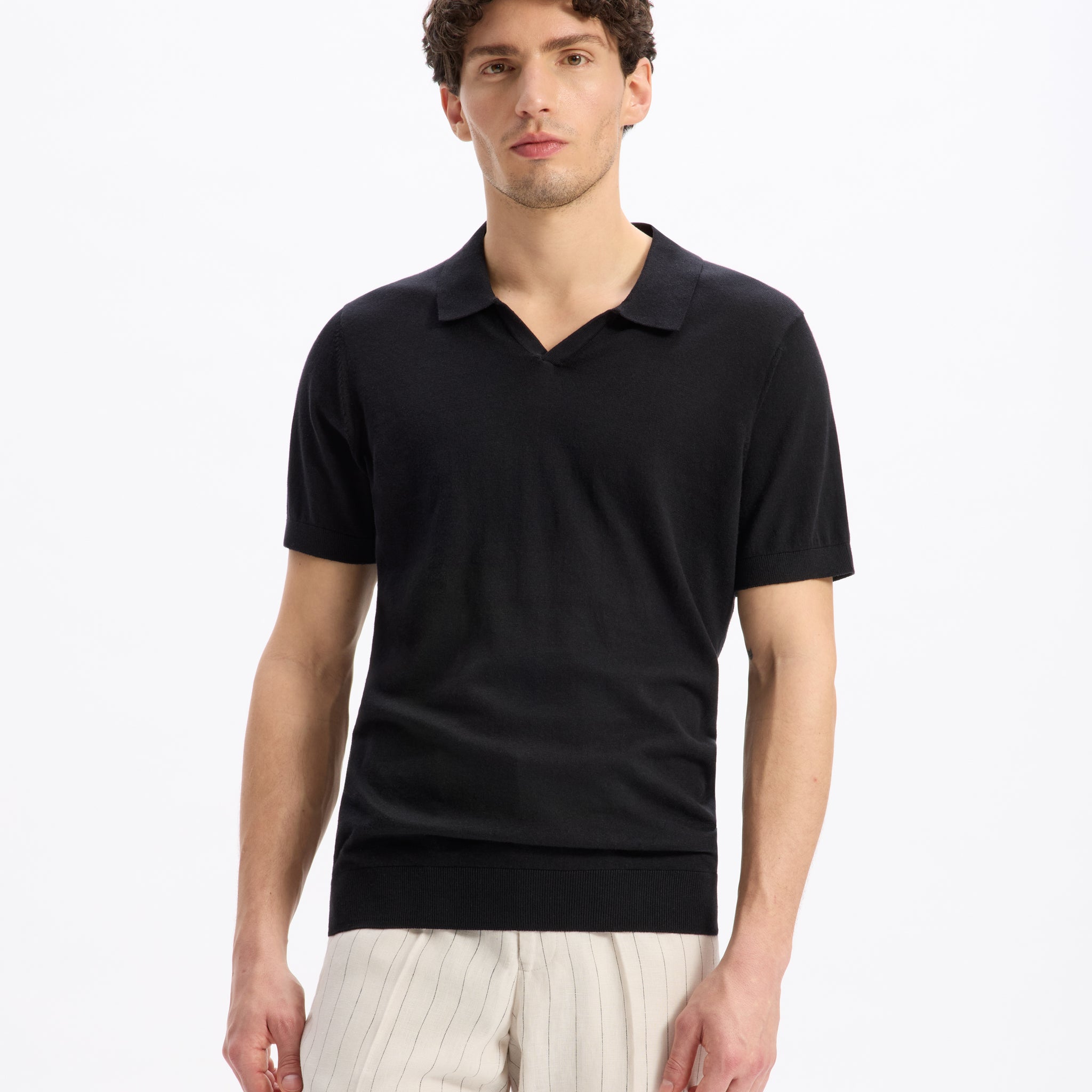 Lecesar Black Short Sleeves Polo