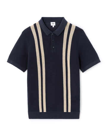 Lebistripe Navy Short Sleeves Polo