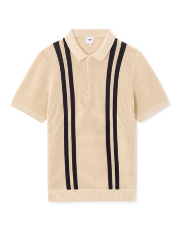 Lebistripe Beige Short Sleeves Polo