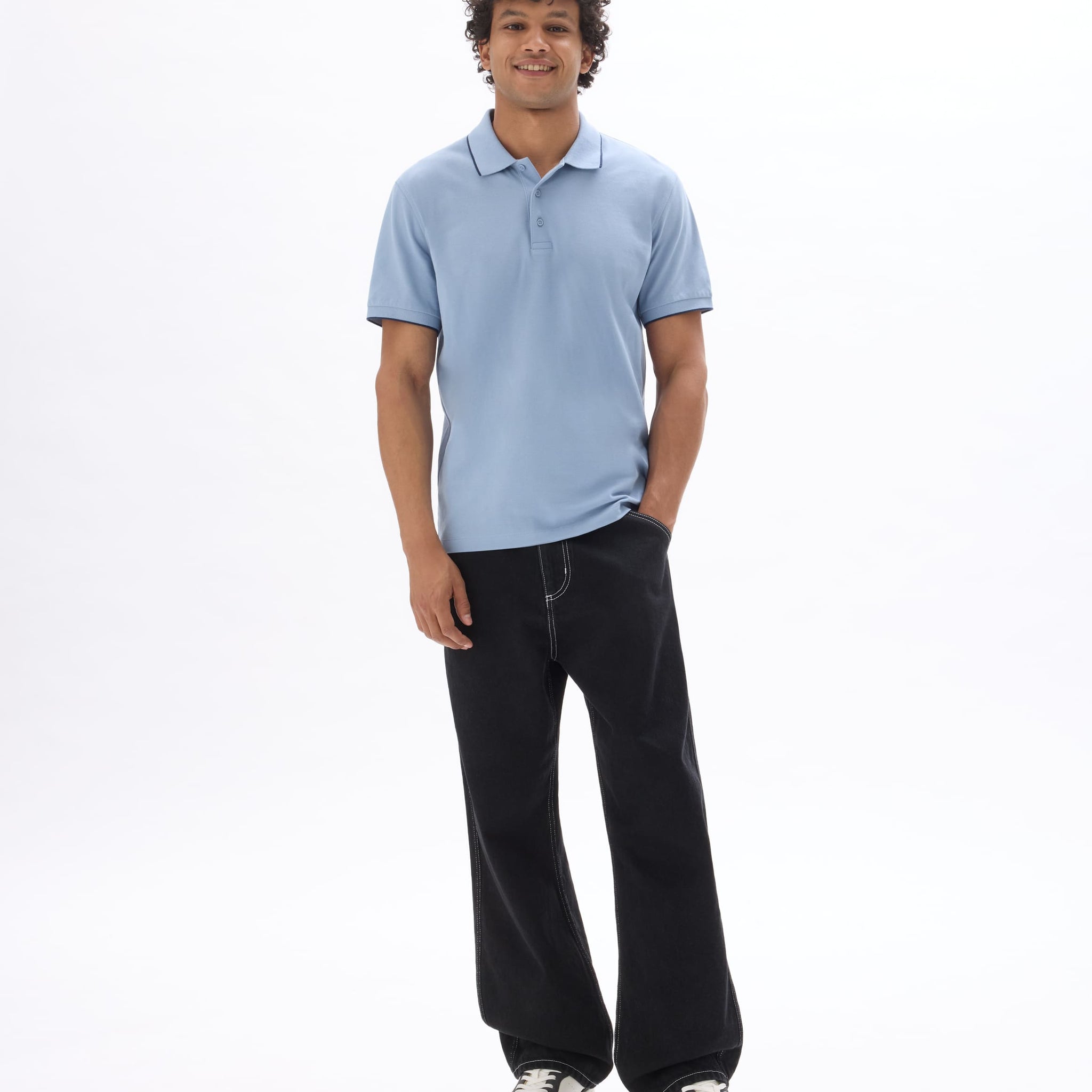 Letaim Light Blue Short Sleeves Polo Celio