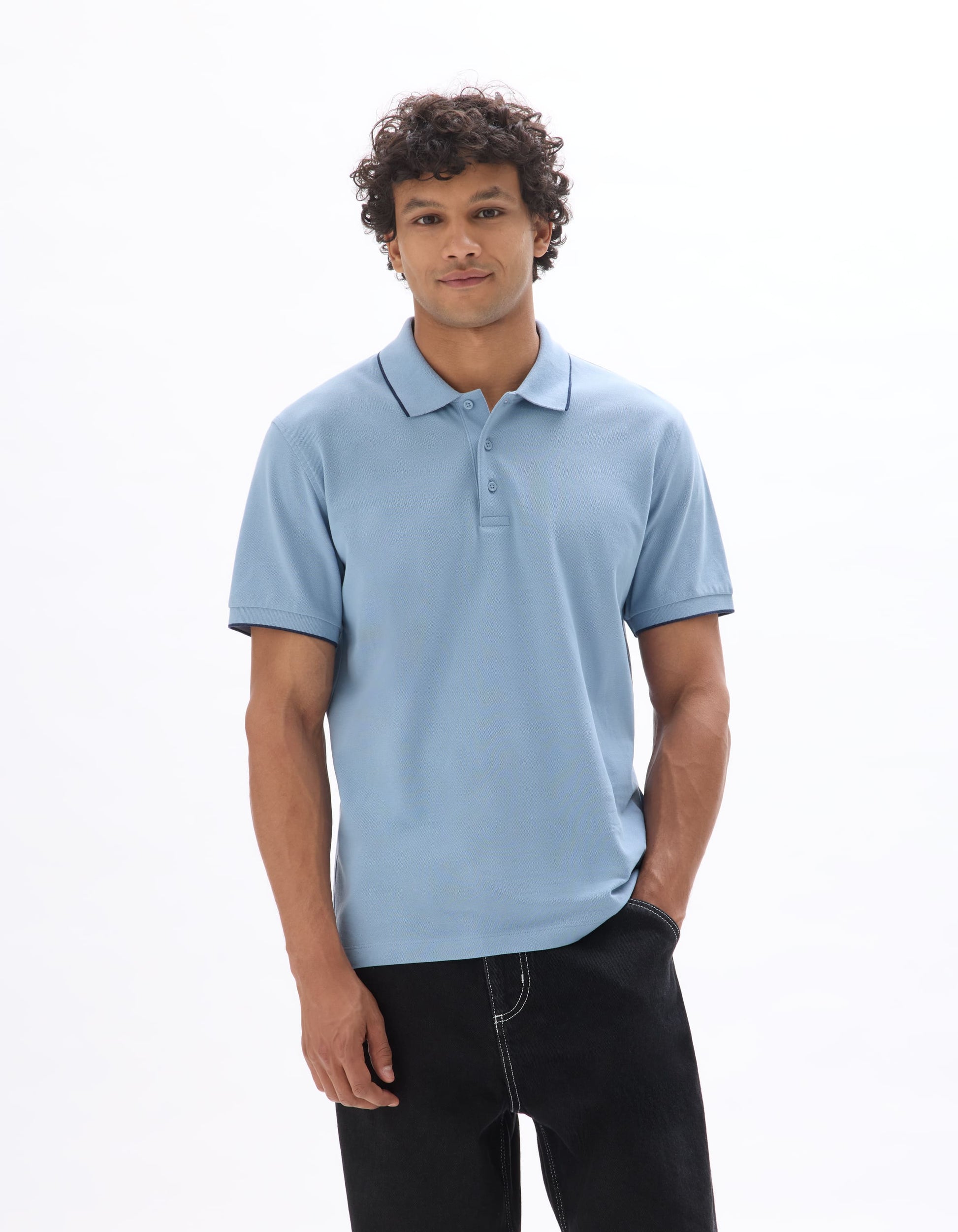 Letaim Light Blue Short Sleeves Polo Celio