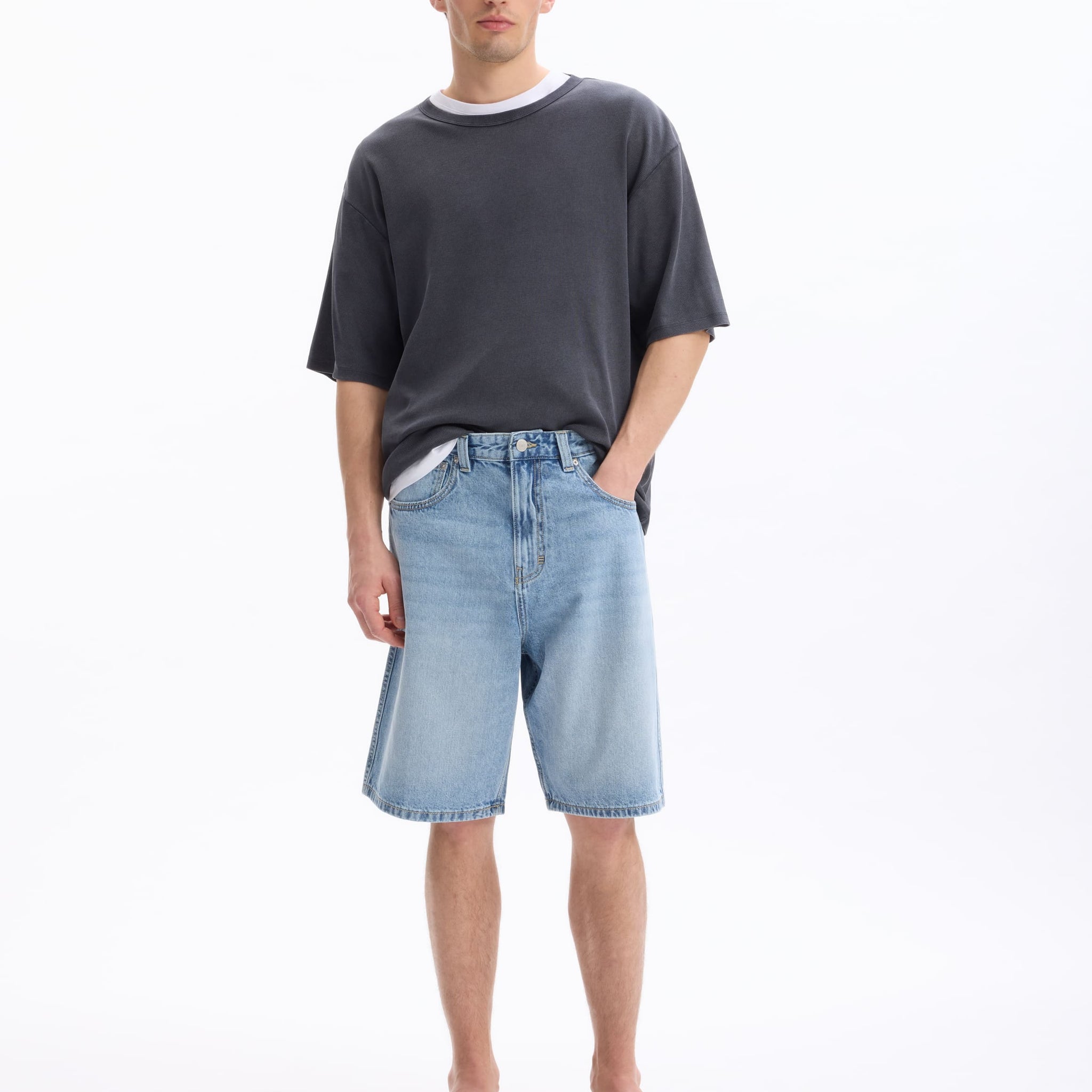Lolargebm Bleached Denim Bermuda Celio