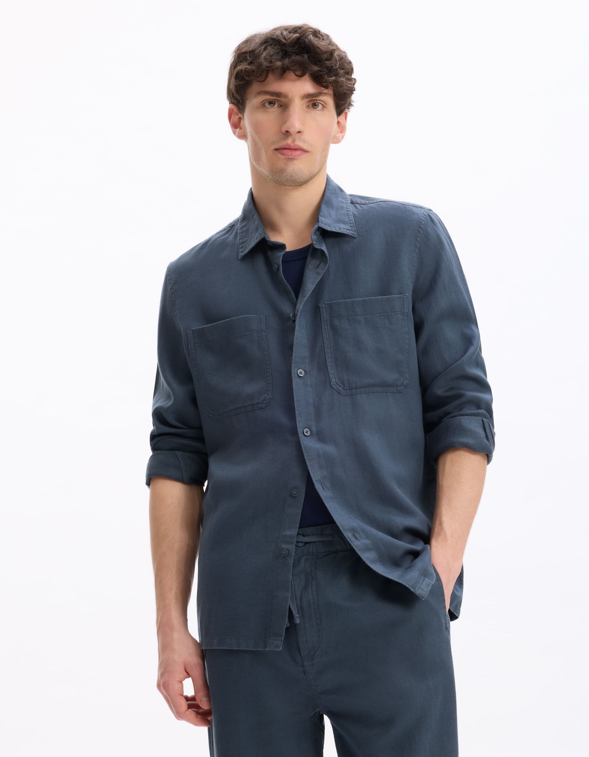 Latenco Navy Long Sleeves Shirt Celio