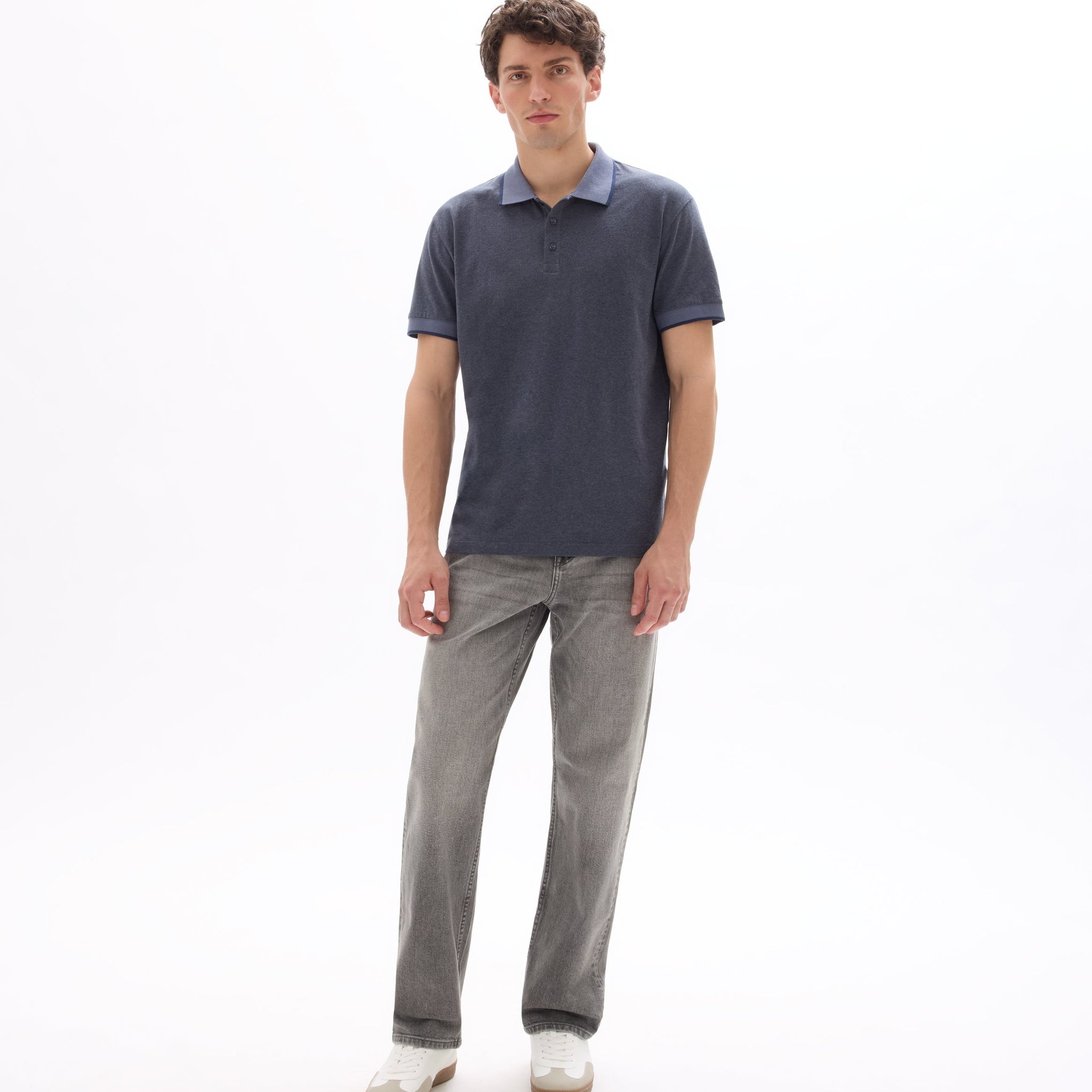 MELUNE Short sleeves Polo-grey blue mel Celio