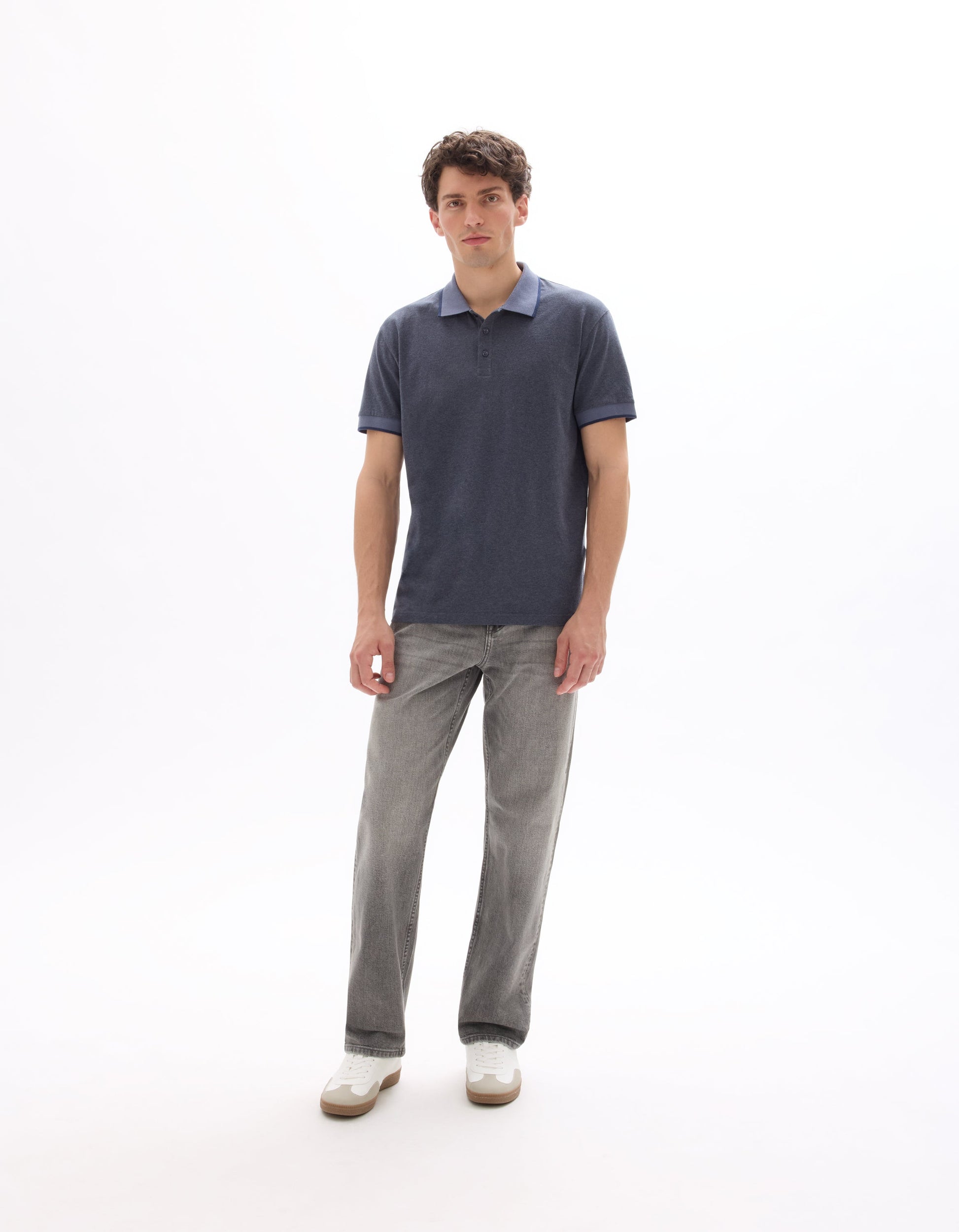 MELUNE Short sleeves Polo-grey blue mel Celio