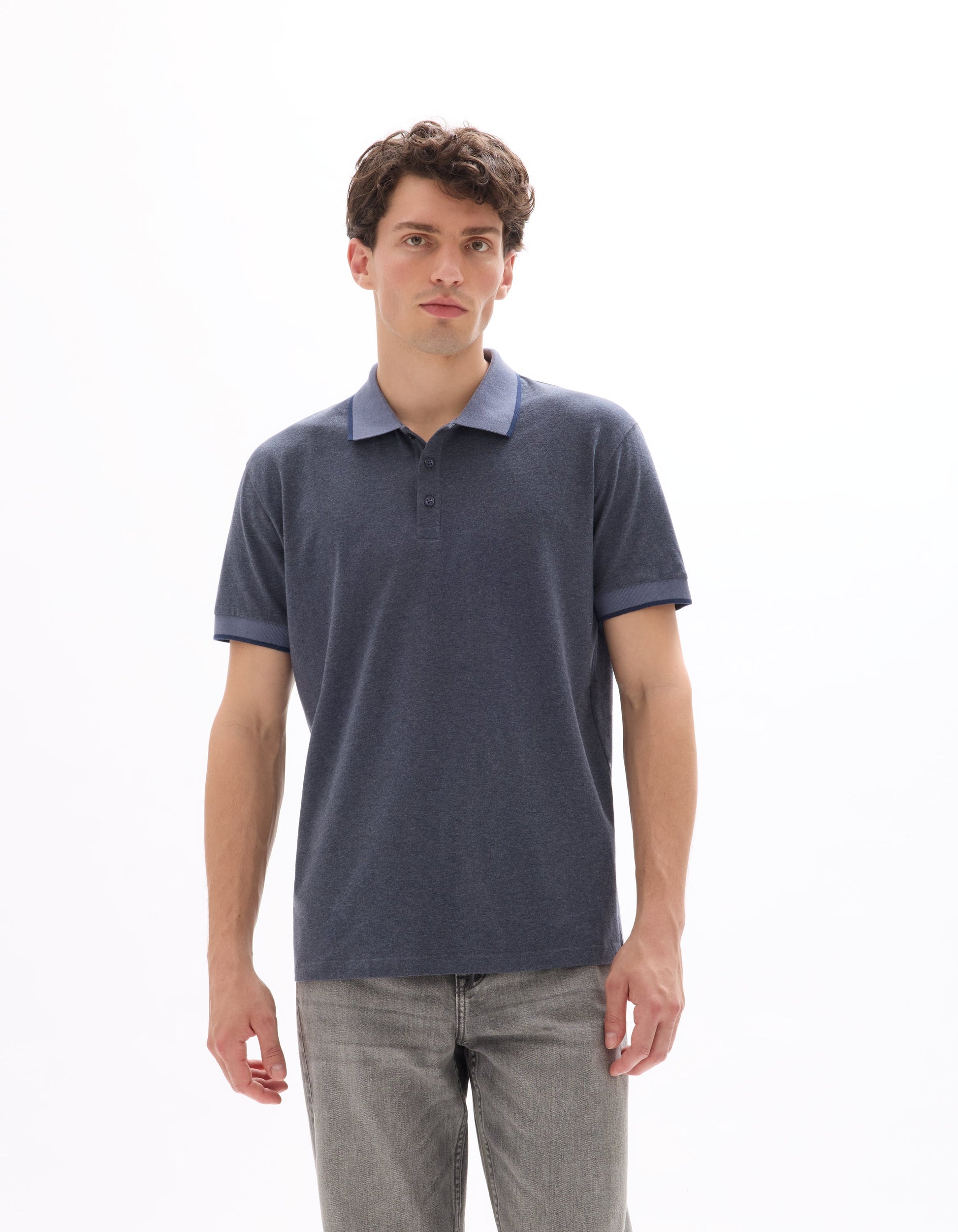 MELUNE Short sleeves Polo-grey blue mel Celio