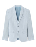 Blue Slim Fit Checked Cotton and Linen Suit Jacket Celio