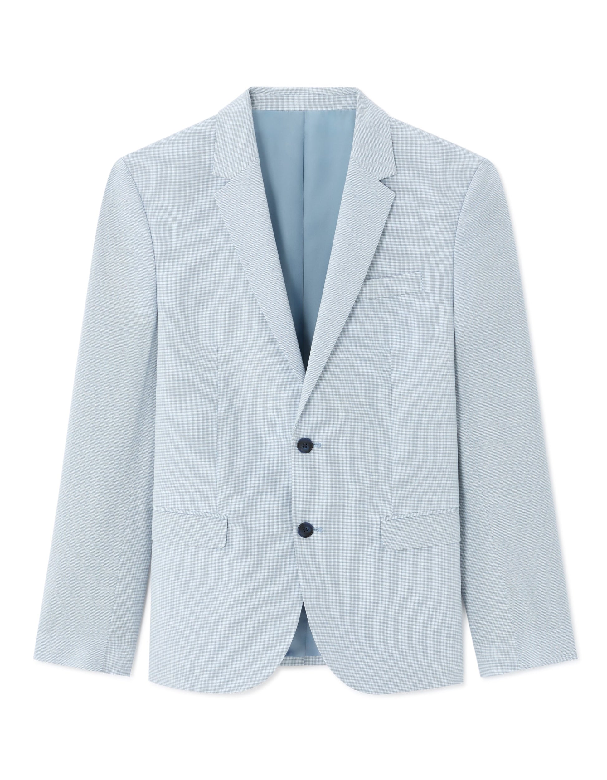 Blue Slim Fit Checked Cotton and Linen Suit Jacket Celio