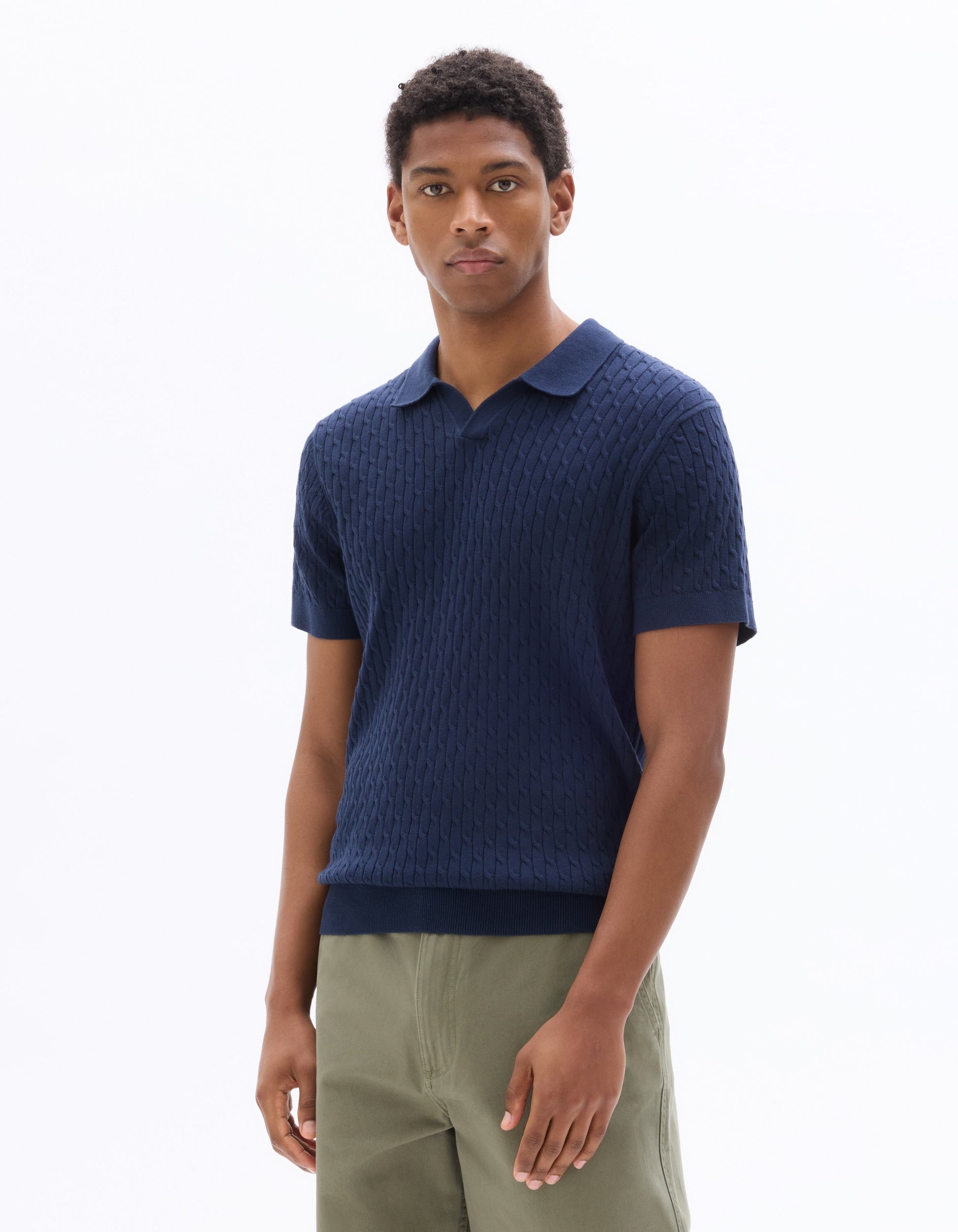 Necable Navy Short Sleeves Polo Celio