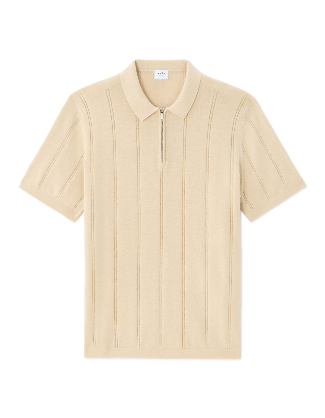 Striped zip-neck polo Celio