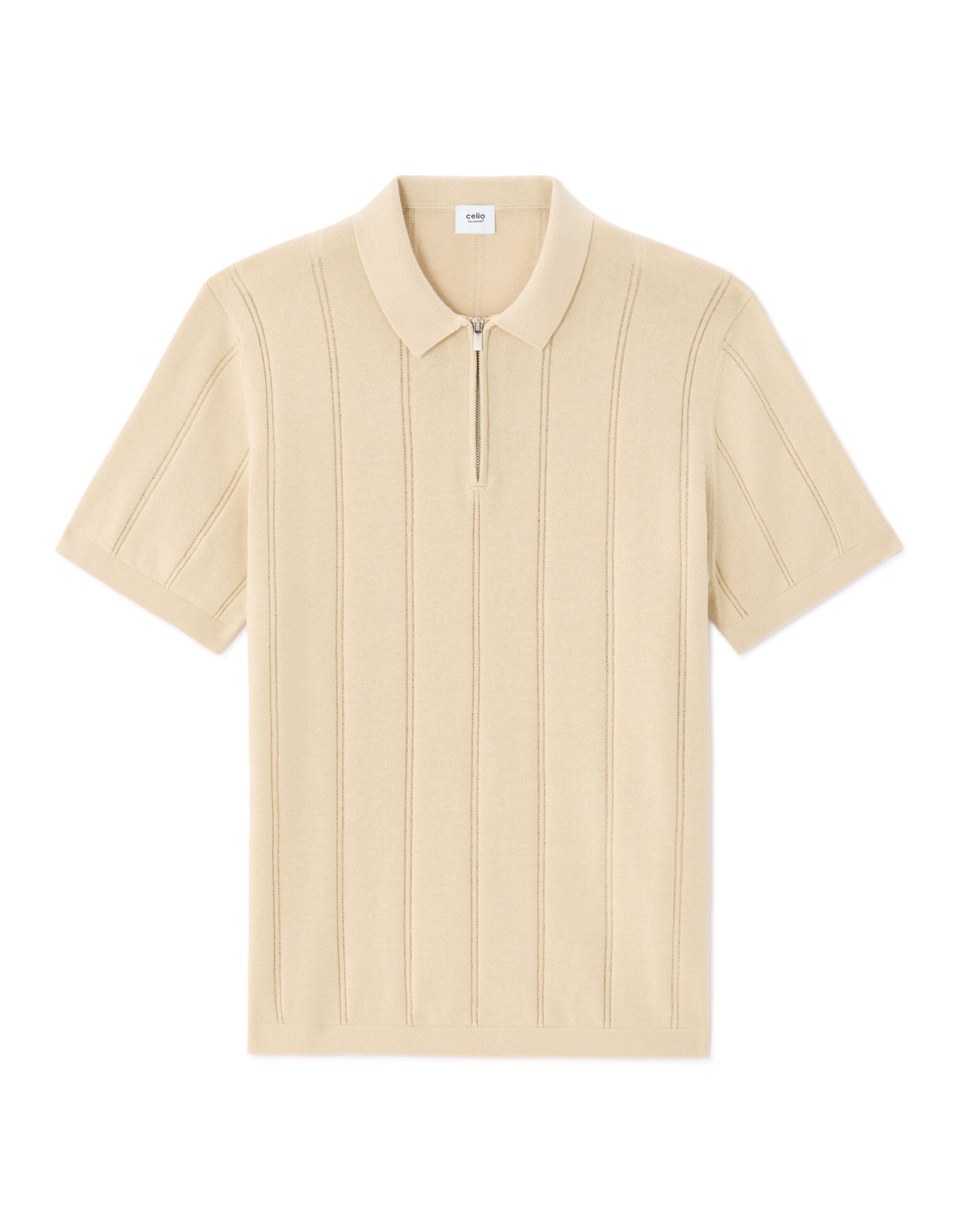 Striped zip-neck polo Celio