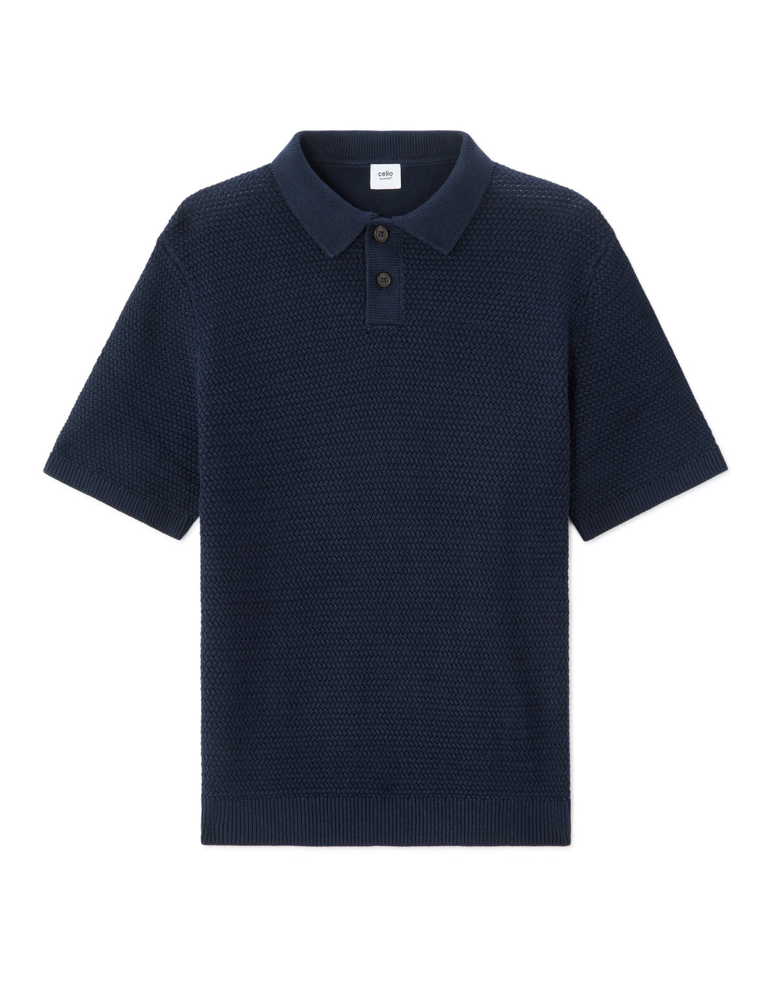 Regular Fit 100% Cotton Waffle Knit Polo Celio