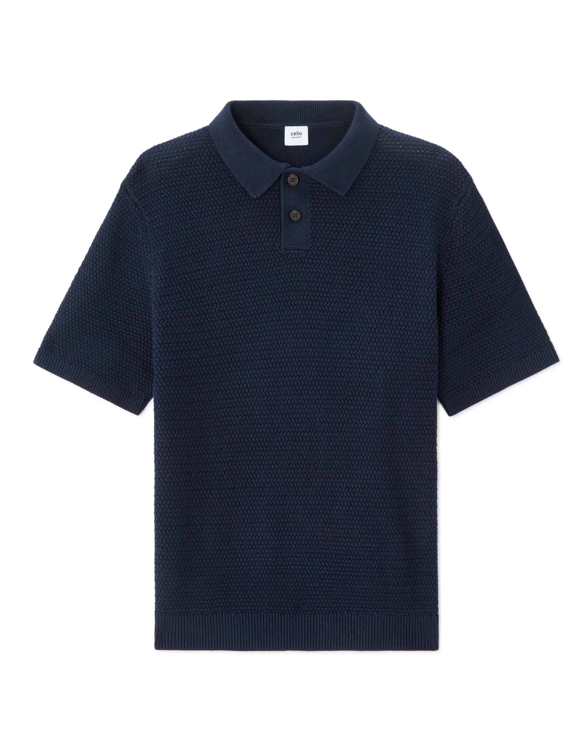 Regular Fit 100% Cotton Waffle Knit Polo Celio