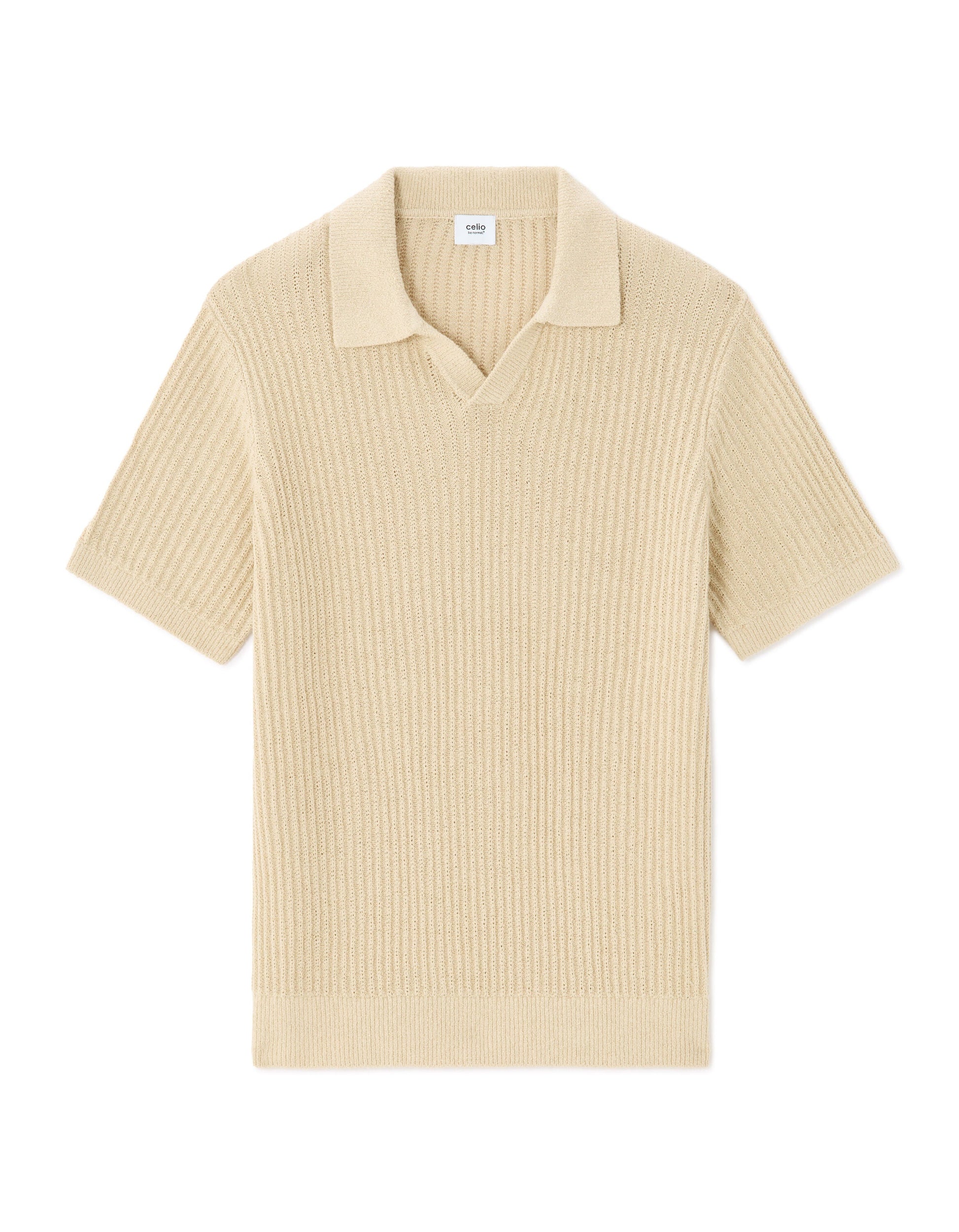 Regular Fit Striped and Textured Polo Celio