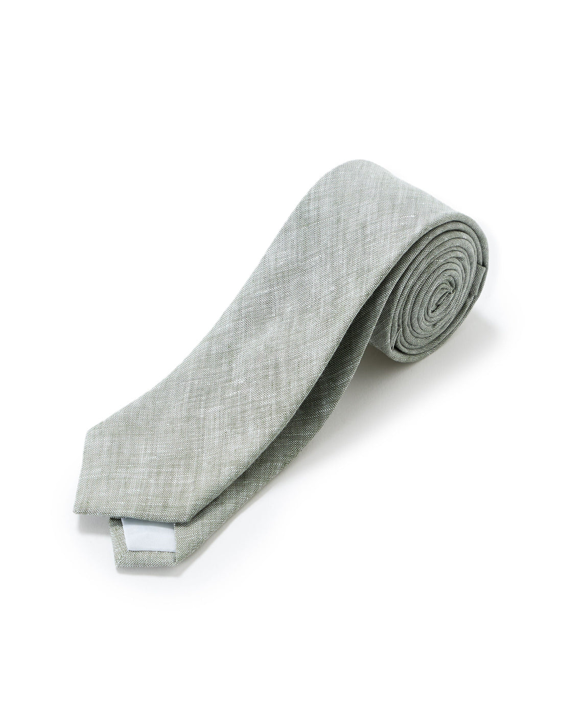 100% Linen Solid Green Tie Celio