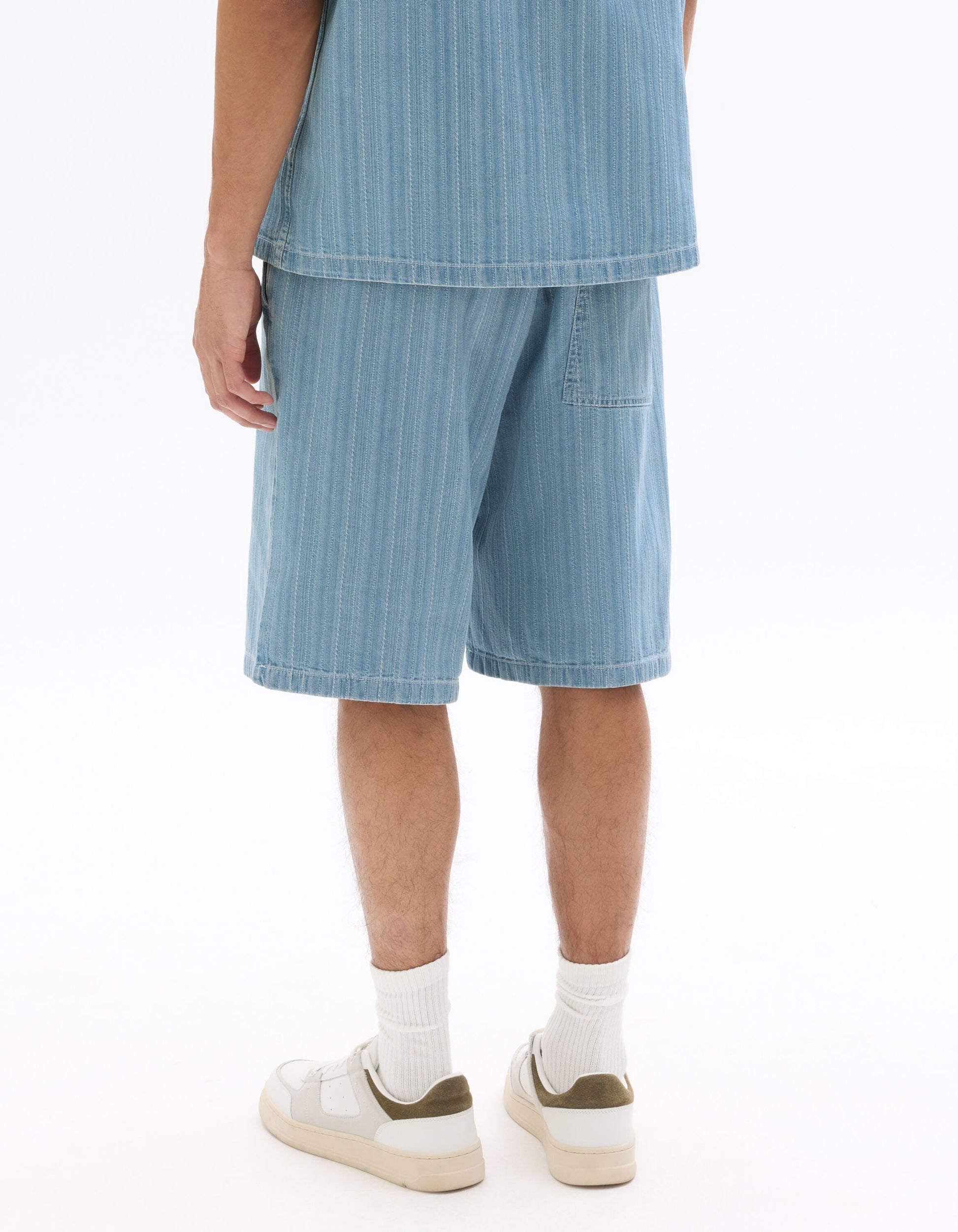 Loose striped denim Bermuda shorts Celio