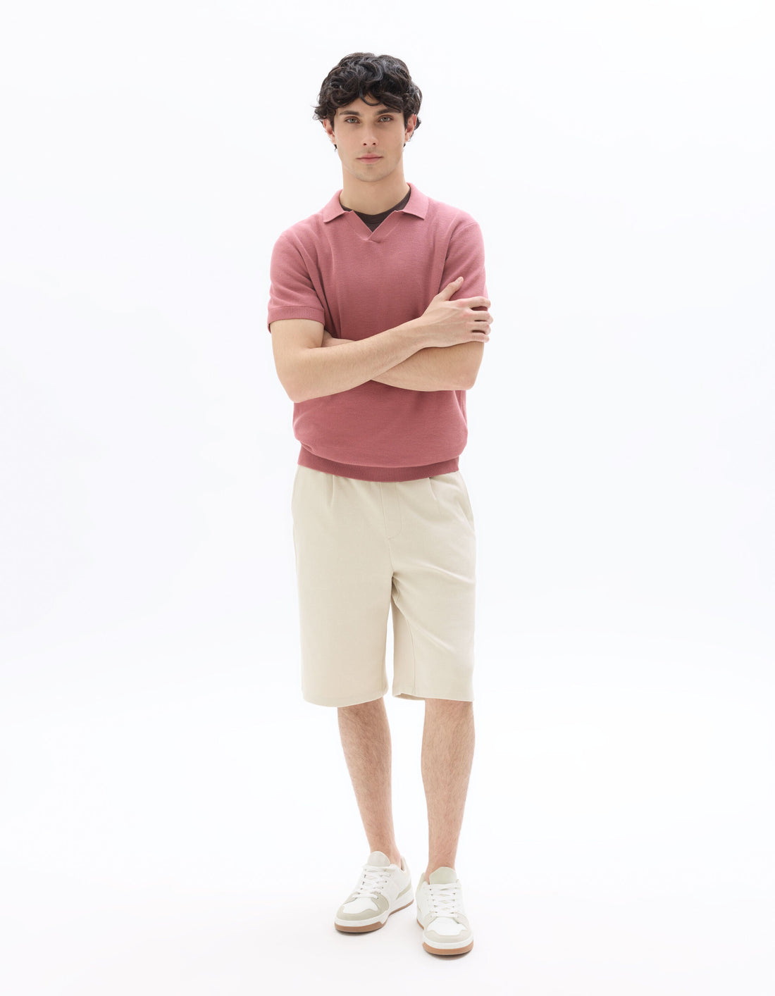 Loose twill-effect knit Bermuda shorts Celio