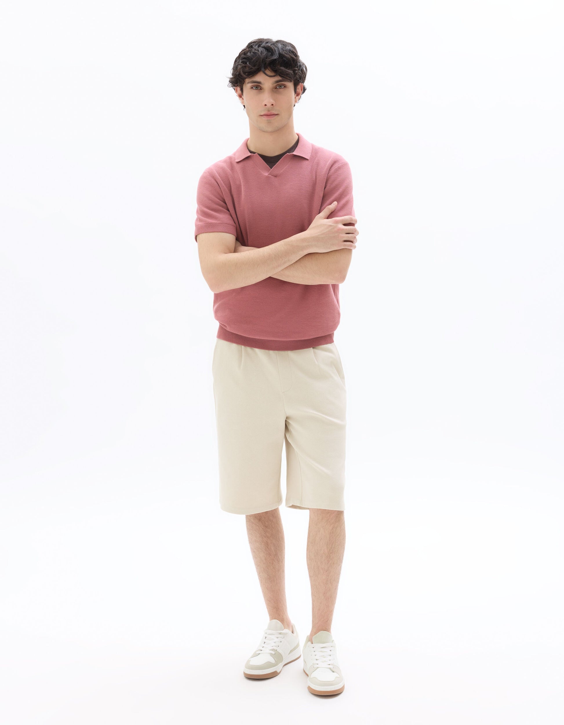 Loose twill-effect knit Bermuda shorts Celio
