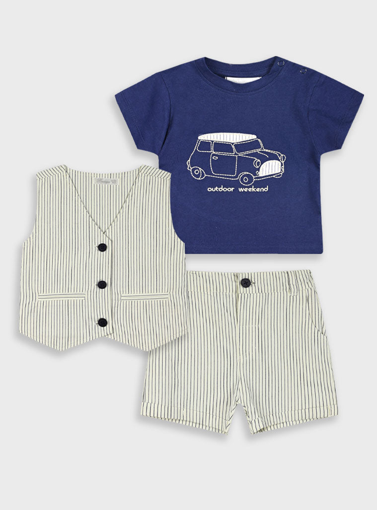 Stripped Print 3 PCS INFANT'S SET
