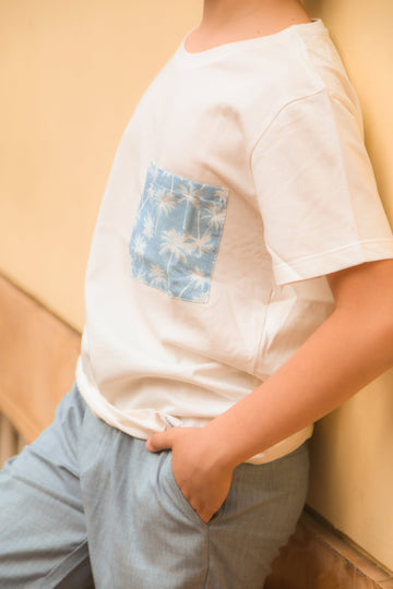 White T-shirt with pocket design KHABBAZ