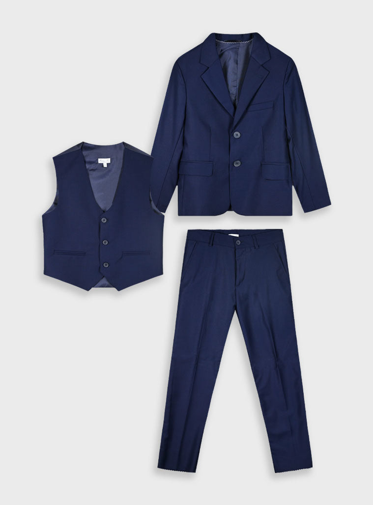 Children's Boy 3Pcs Navy Suit, Blazer, Vest, And Pants Energiers
