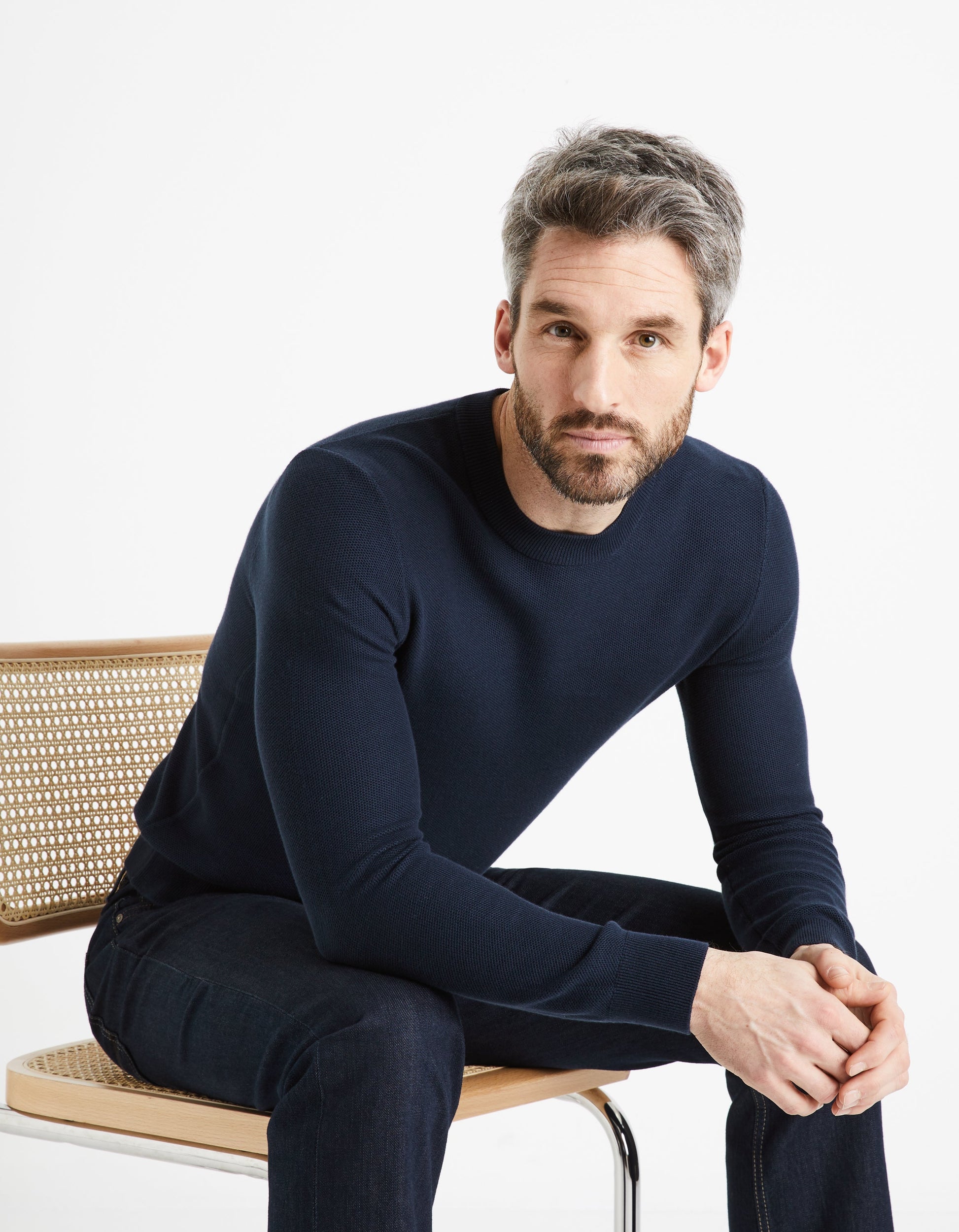 Bepic Navy Crew Neck Jumper Celio