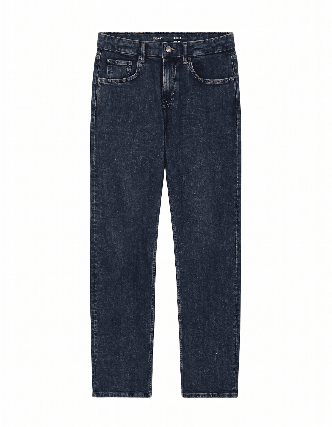 Dark blue jeans on a white background