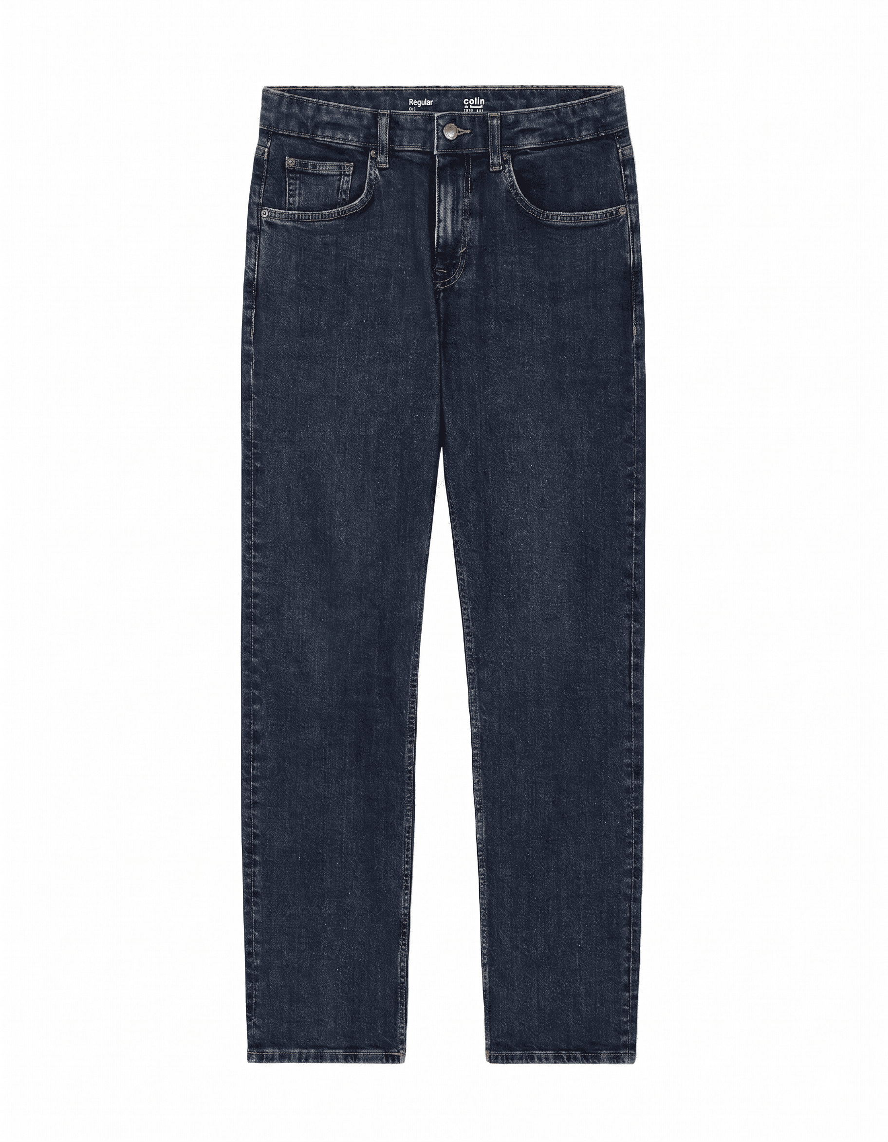 Dark blue jeans on a white background