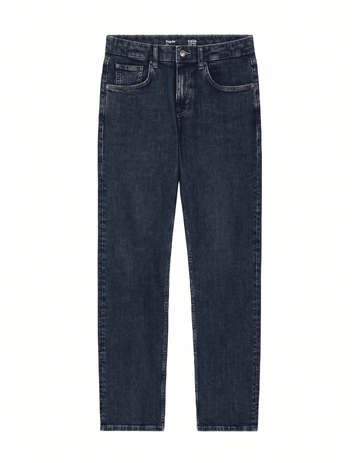 Dark blue jeans on a white background