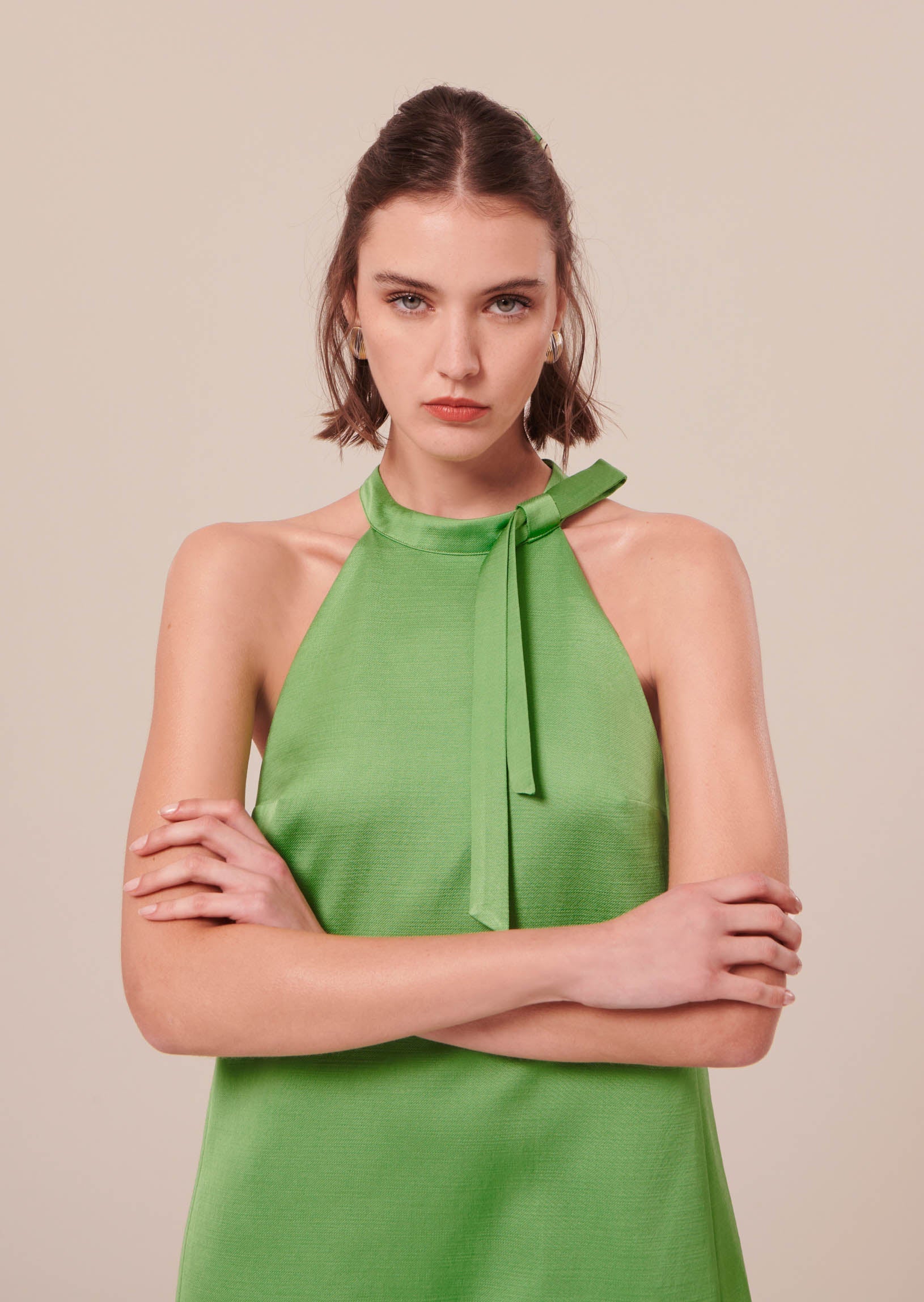 Riviera green satin dress Tara Jarmon